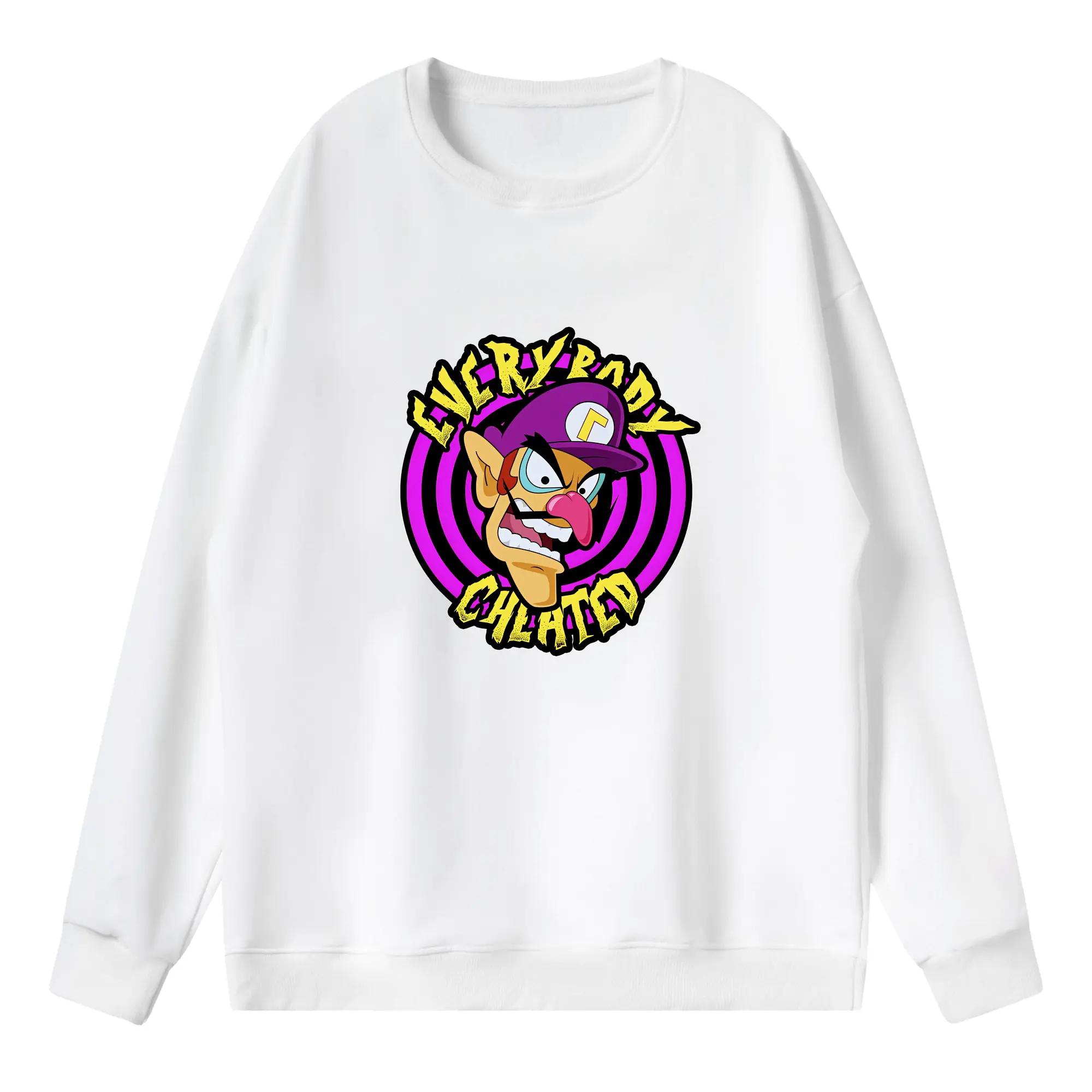 マリオ グッズ ワルイージ - 薄手 クルーネック スウェット 裏毛260g · ポリエステル 春秋向け カジュアル 男女兼用 · トレーナー デイリー スポーツ 散歩に最適