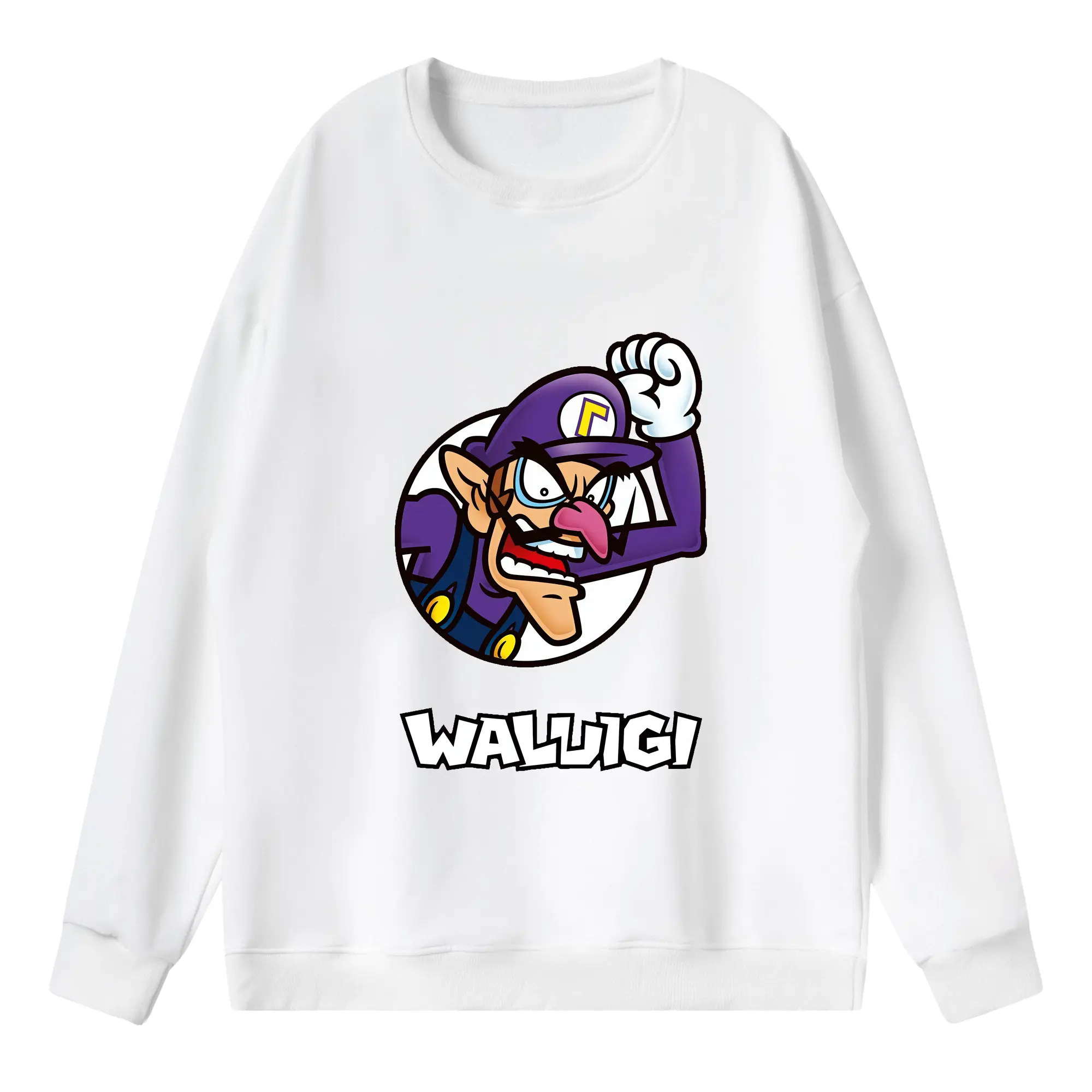 マリオ グッズ ワルイージ - 薄手 クルーネック スウェット 裏毛260g · ポリエステル 春秋向け カジュアル 男女兼用 · トレーナー デイリー スポーツ 散歩に最適