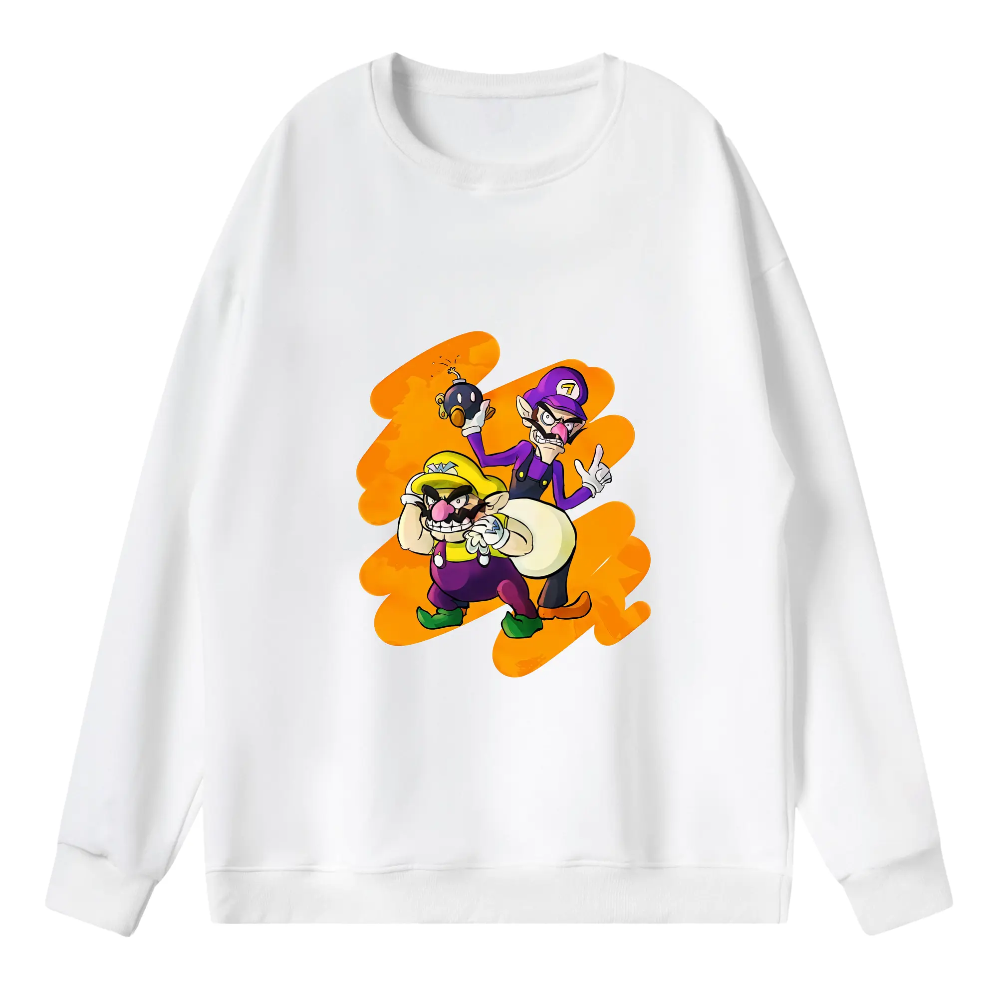 マリオ グッズ ワルイージ - 薄手 クルーネック スウェット 裏毛260g · ポリエステル 春秋向け カジュアル 男女兼用 · トレーナー デイリー スポーツ 散歩に最適
