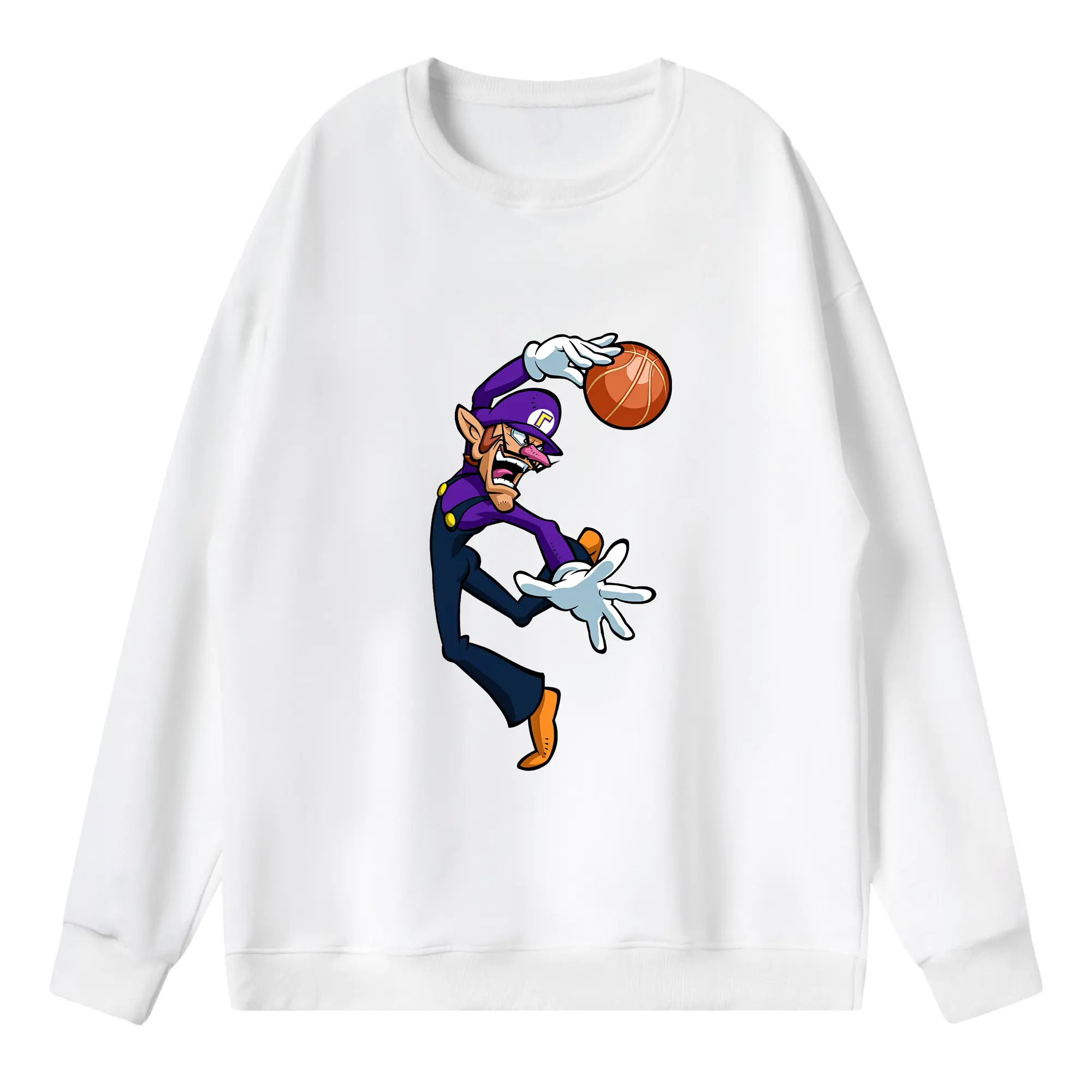 マリオ グッズ ワルイージ - 薄手 クルーネック スウェット 裏毛260g · ポリエステル 春秋向け カジュアル 男女兼用 · トレーナー デイリー スポーツ 散歩に最適