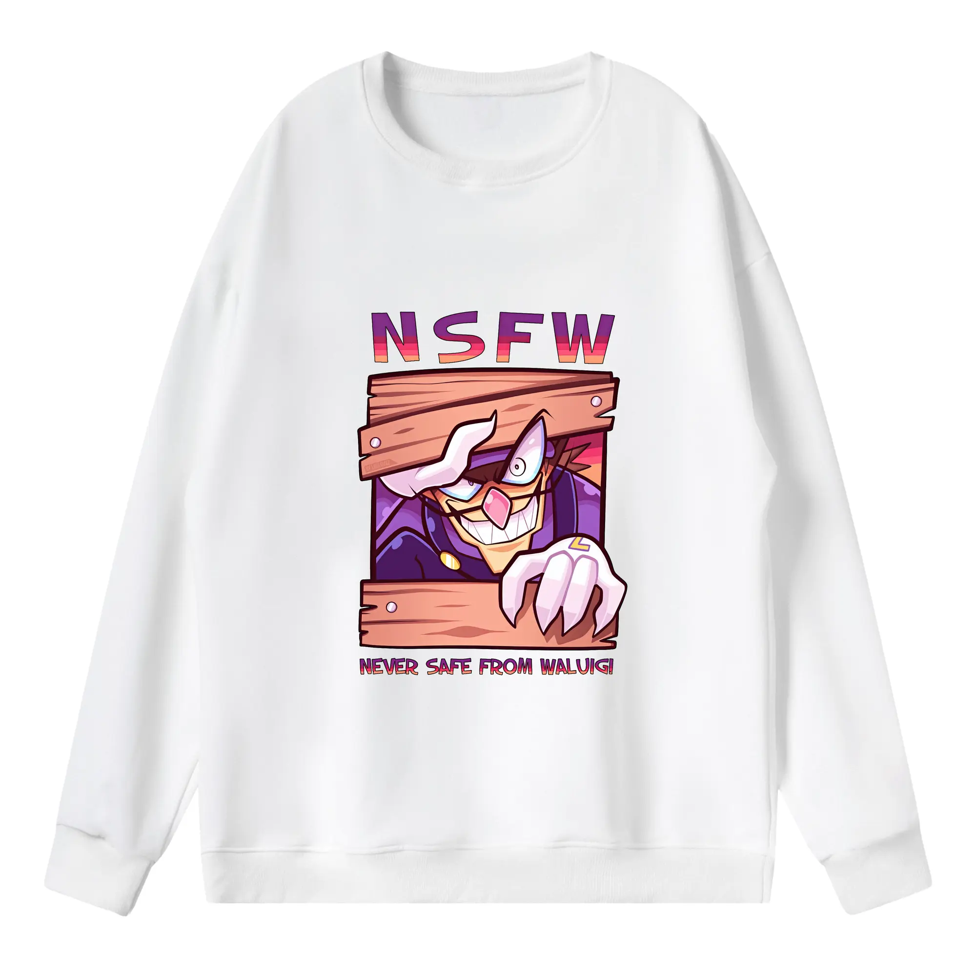 マリオ グッズ ワルイージ - 薄手 クルーネック スウェット 裏毛260g · ポリエステル 春秋向け カジュアル 男女兼用 · トレーナー デイリー スポーツ 散歩に最適