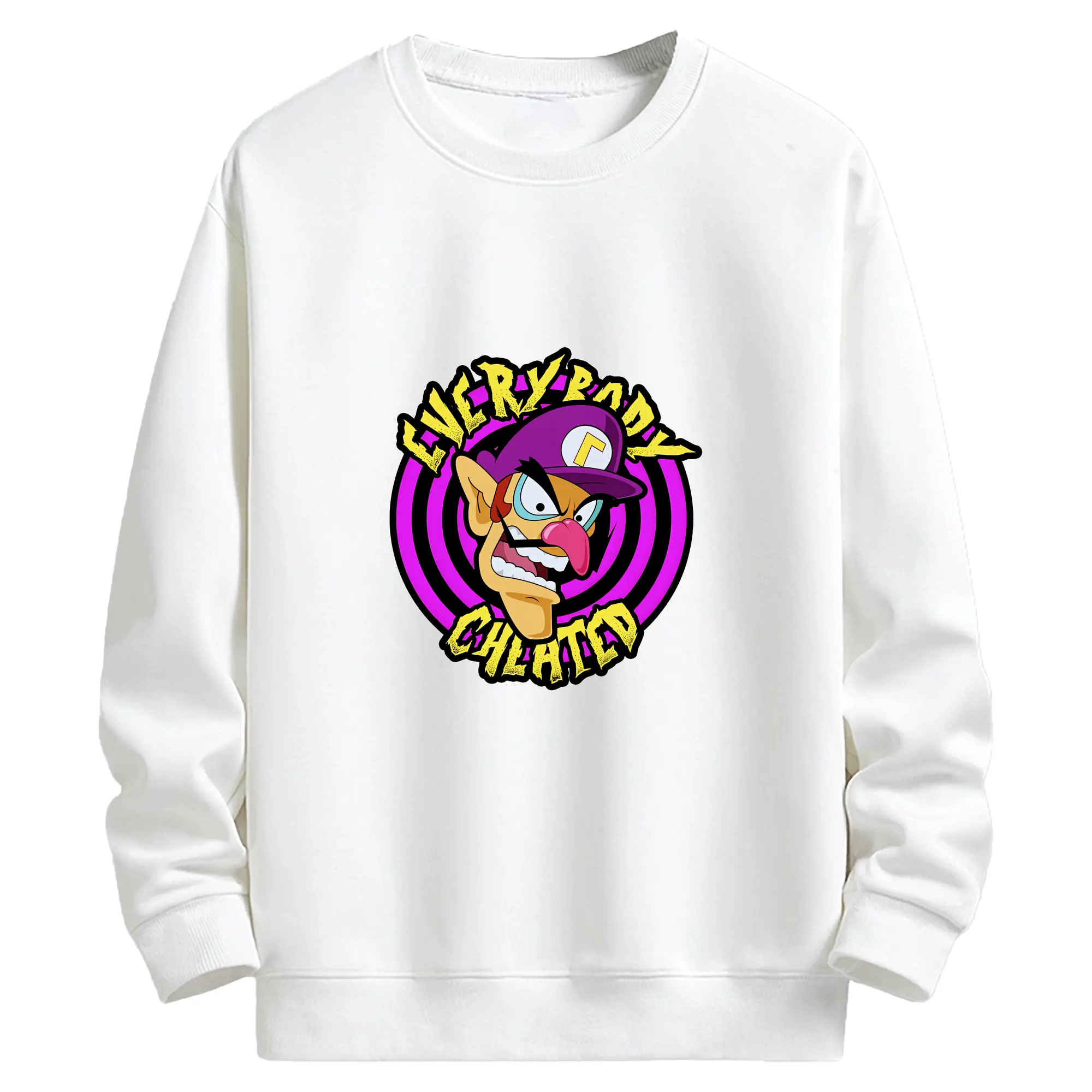 マリオ グッズ ワルイージ - キッズ クルーネックスウェットシャツ ・ フロントプリント ・ 綿80％ ポリエステル20％ ・ 快適 通学 スポーツ 日常使い お散歩用