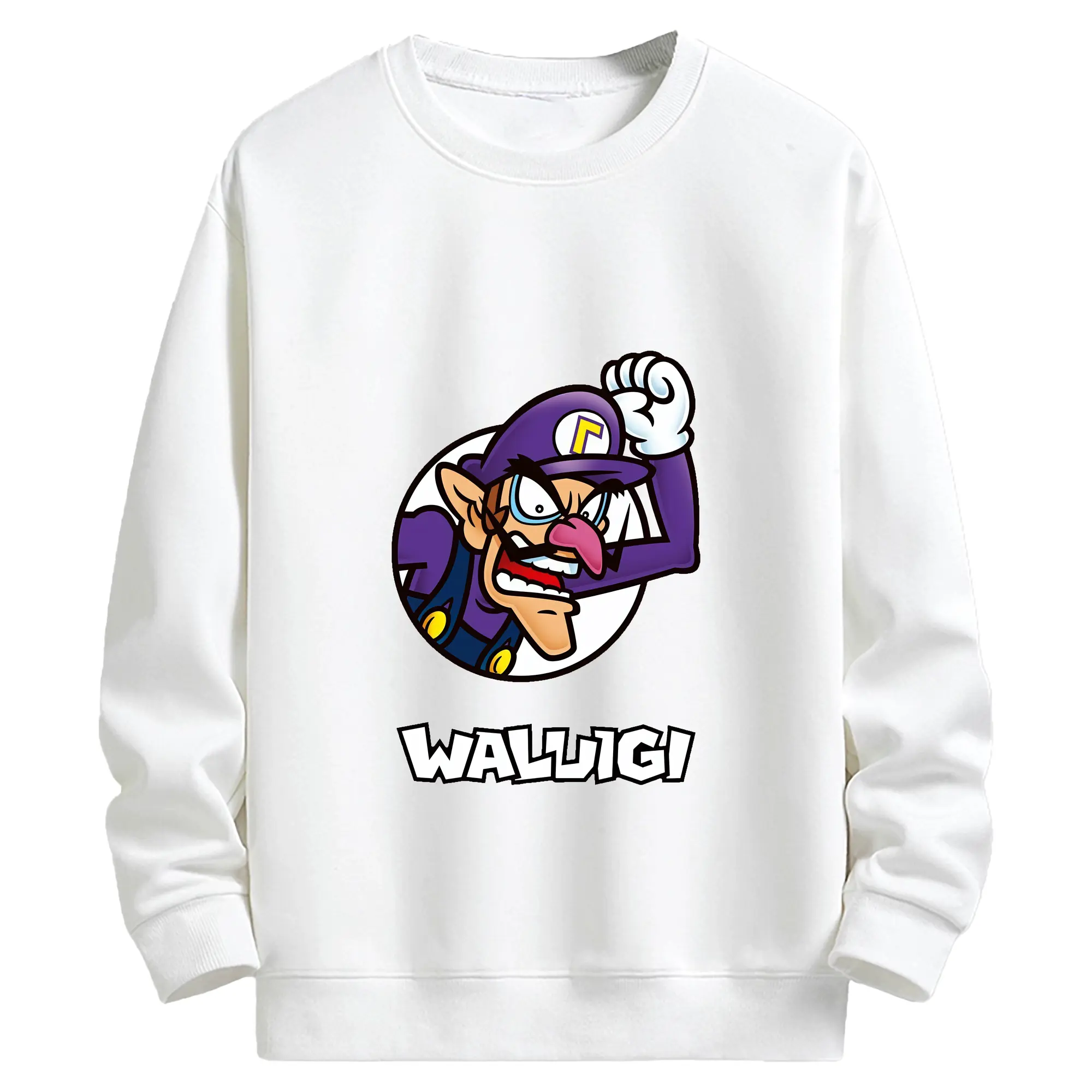 マリオ グッズ ワルイージ - キッズ クルーネックスウェットシャツ ・ フロントプリント ・ 綿80％ ポリエステル20％ ・ 快適 通学 スポーツ 日常使い お散歩用