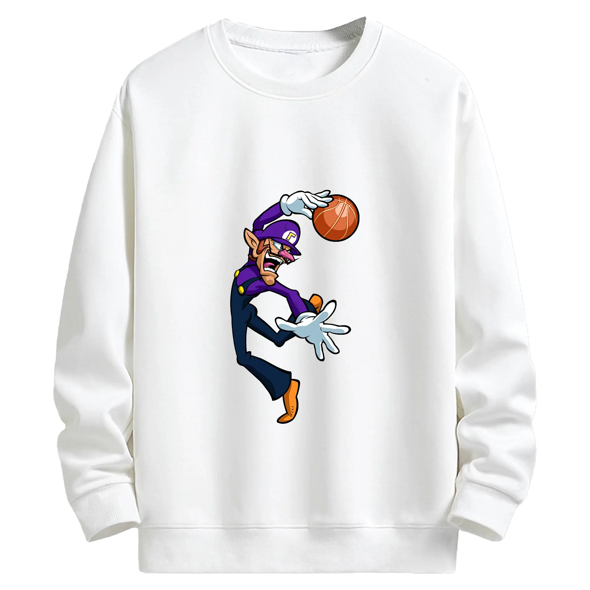 マリオ グッズ ワルイージ - キッズ クルーネックスウェットシャツ ・ フロントプリント ・ 綿80％ ポリエステル20％ ・ 快適 通学 スポーツ 日常使い お散歩用