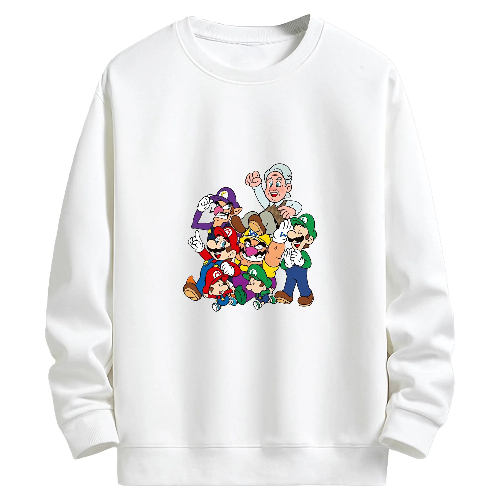 マリオ グッズ ワルイージ - キッズ クルーネックスウェットシャツ ・ フロントプリント ・ 綿80％ ポリエステル20％ ・ 快適 通学 スポーツ 日常使い お散歩用