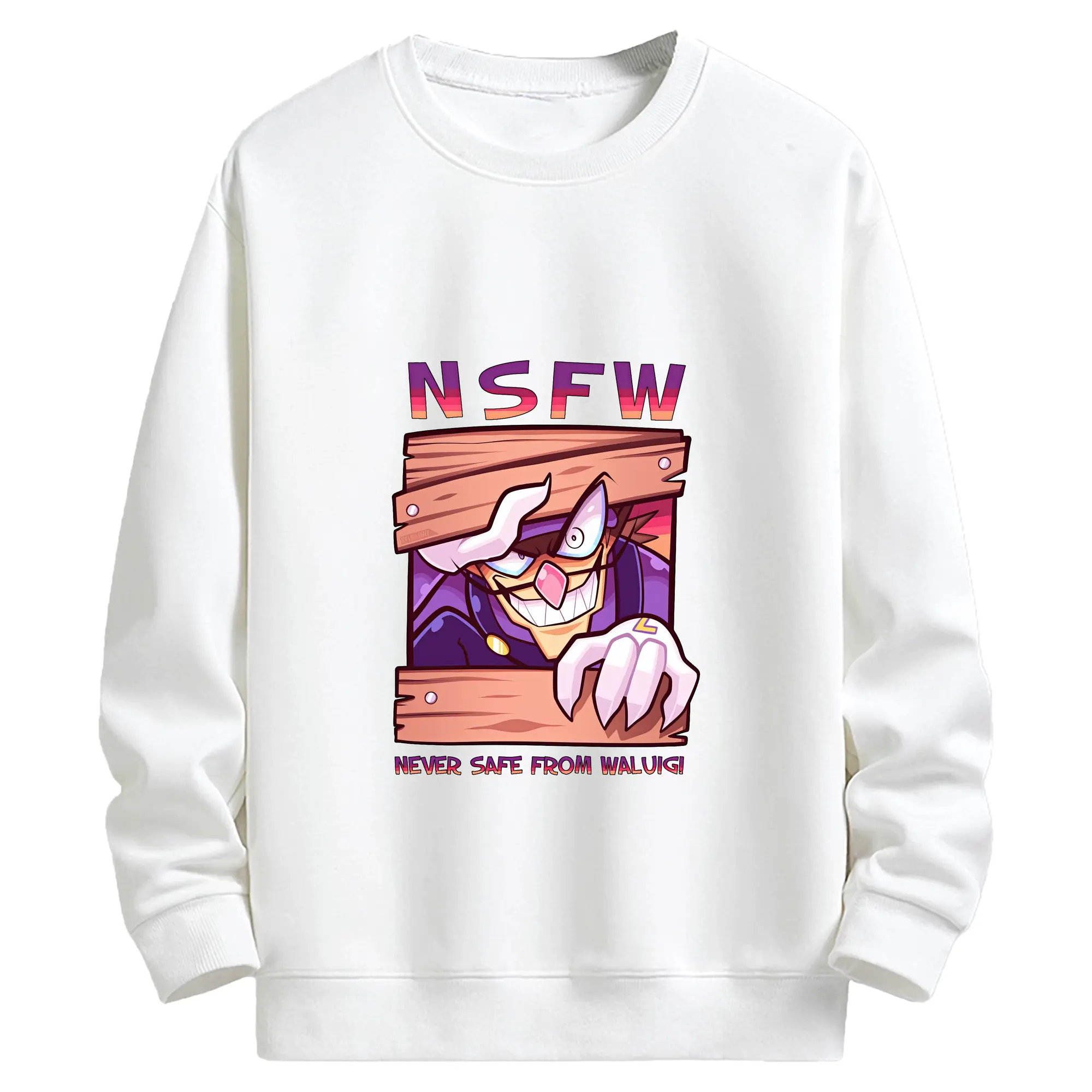 マリオ グッズ ワルイージ - キッズ クルーネックスウェットシャツ ・ フロントプリント ・ 綿80％ ポリエステル20％ ・ 快適 通学 スポーツ 日常使い お散歩用