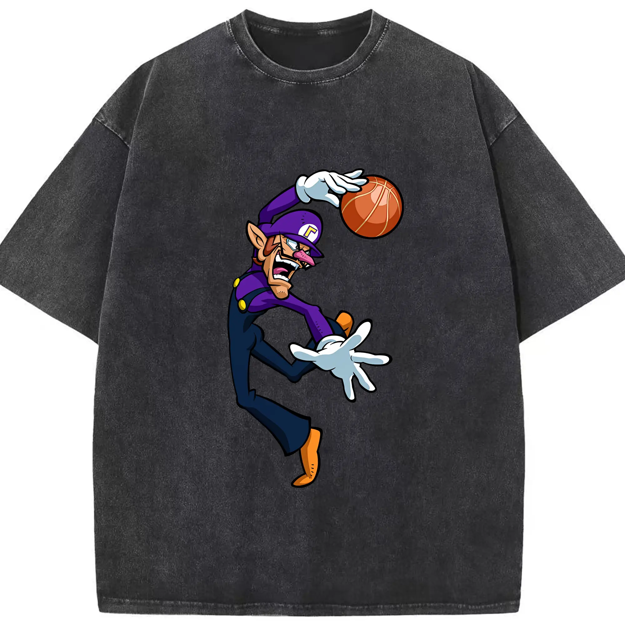 マリオ グッズ ワルイージ - 綿100％ ヴィンテージ風 半袖Tシャツ ・ フロントプリント ・ 柔らか肌触り ・ 通気性 快適 ・ スポーツ カジュアル 外出用