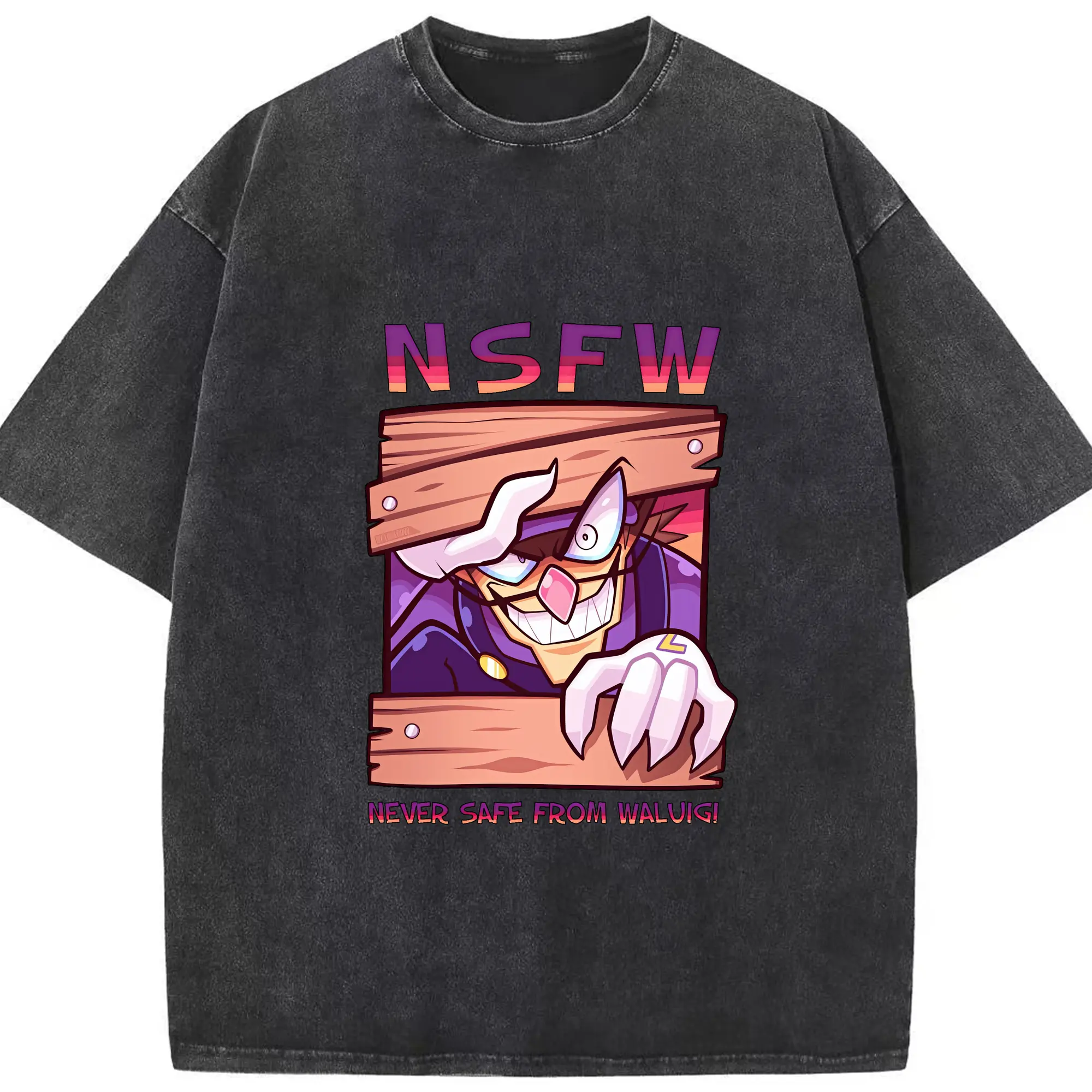 マリオ グッズ ワルイージ - 綿100％ ヴィンテージ風 半袖Tシャツ ・ フロントプリント ・ 柔らか肌触り ・ 通気性 快適 ・ スポーツ カジュアル 外出用