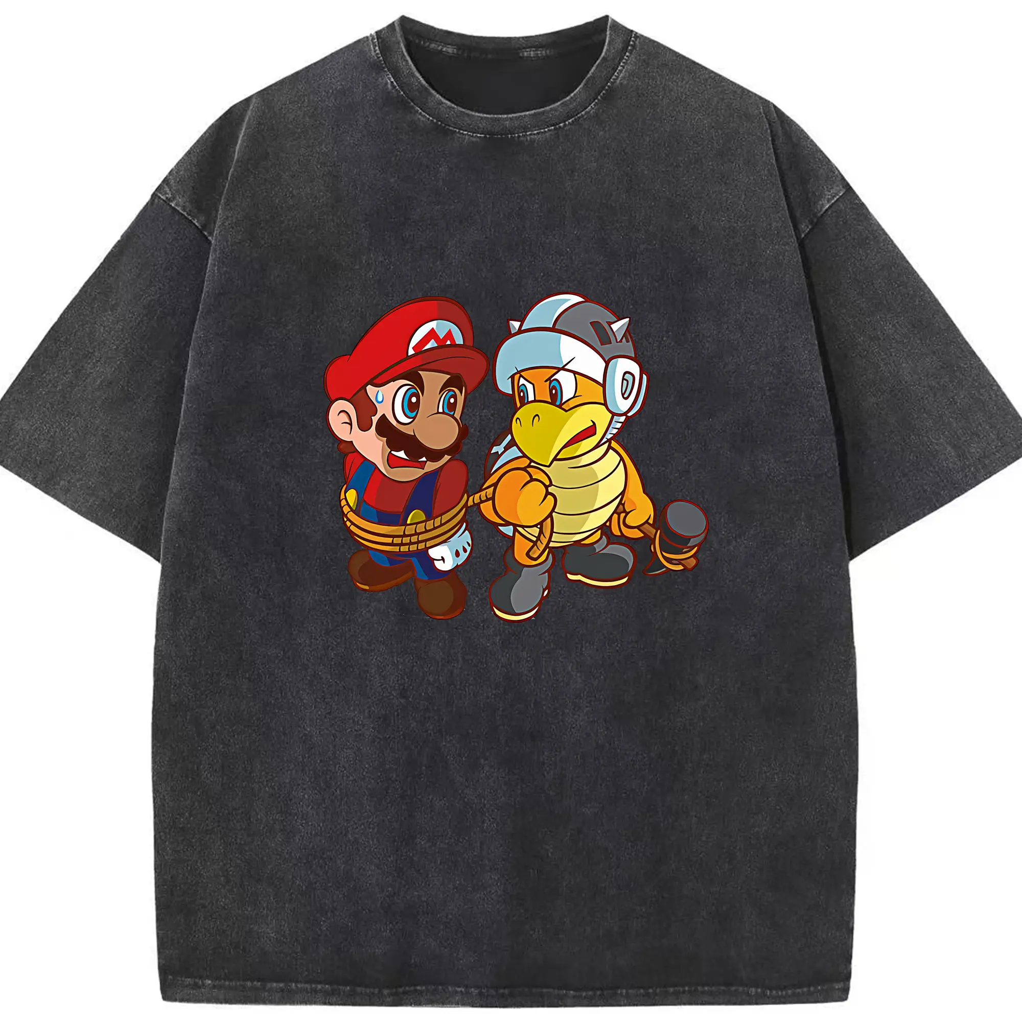 マリオ グッズ パタパタ - 綿100％ ヴィンテージ風 半袖Tシャツ ・ フロントプリント ・ 柔らか肌触り ・ 通気性 快適 ・ スポーツ カジュアル 外出用