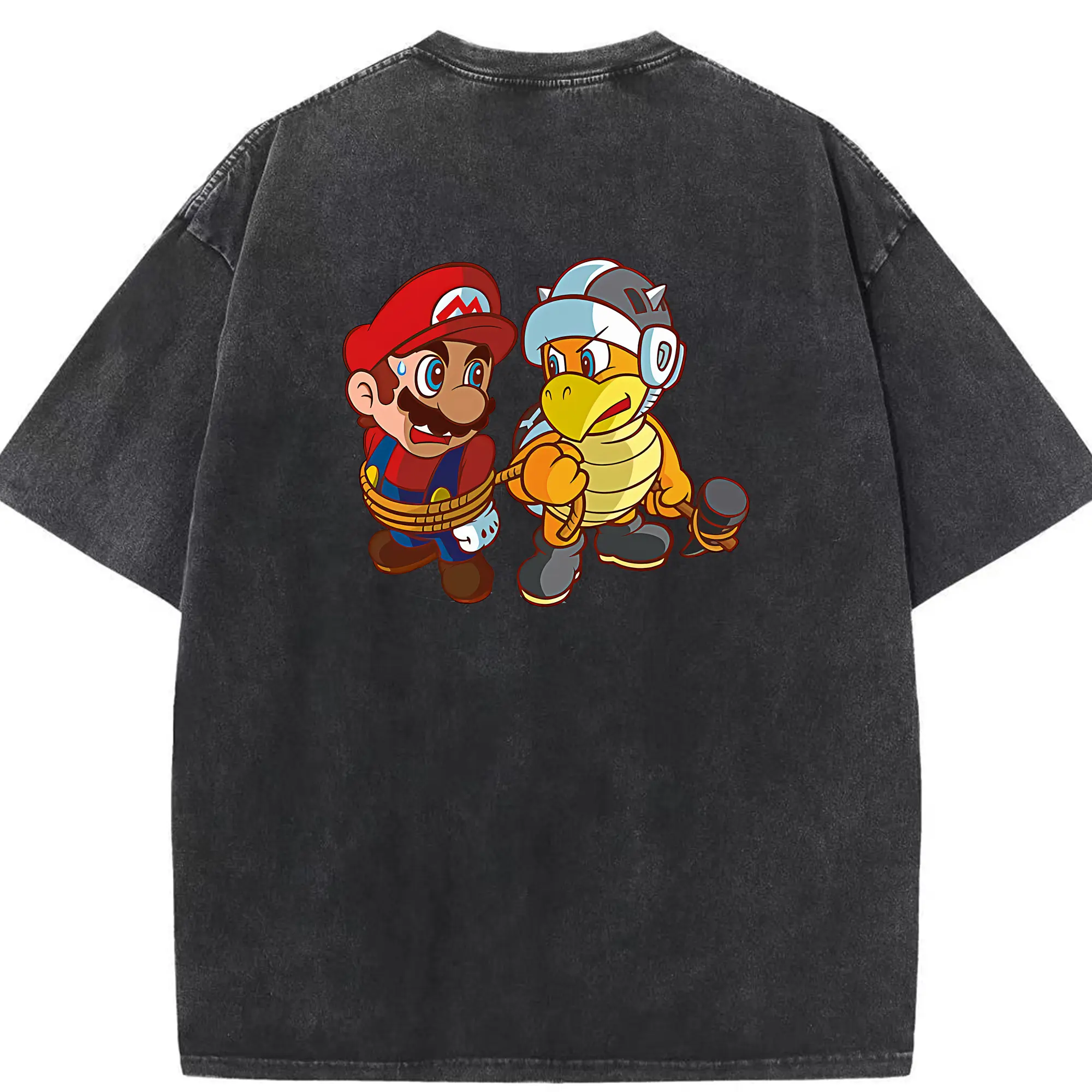 マリオ グッズ パタパタ - 綿100％ ヴィンテージ風 半袖Tシャツ ・ 背面プリント ・ 柔らか肌触り ・ 通気性 快適 ・ スポーツ カジュアル 外出用