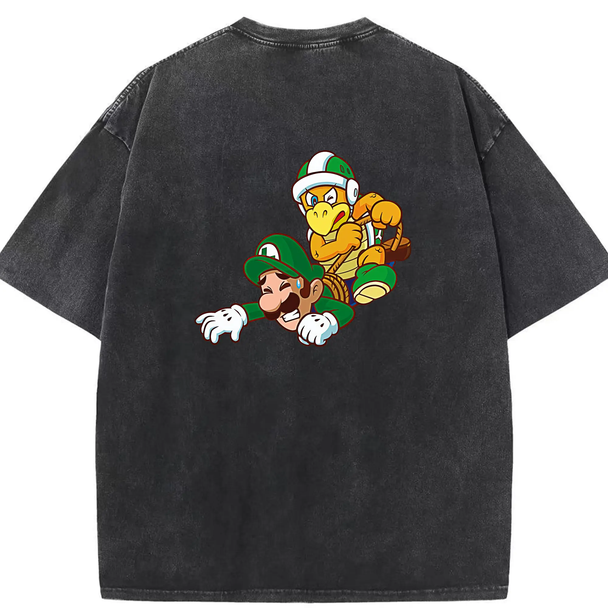 マリオ グッズ パタパタ - 綿100％ ヴィンテージ風 半袖Tシャツ ・ 背面プリント ・ 柔らか肌触り ・ 通気性 快適 ・ スポーツ カジュアル 外出用