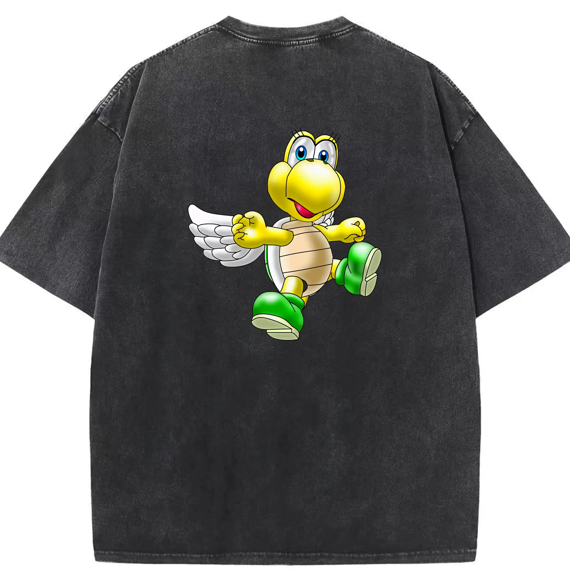 マリオ グッズ パタパタ - 綿100％ ヴィンテージ風 半袖Tシャツ ・ 背面プリント ・ 柔らか肌触り ・ 通気性 快適 ・ スポーツ カジュアル 外出用