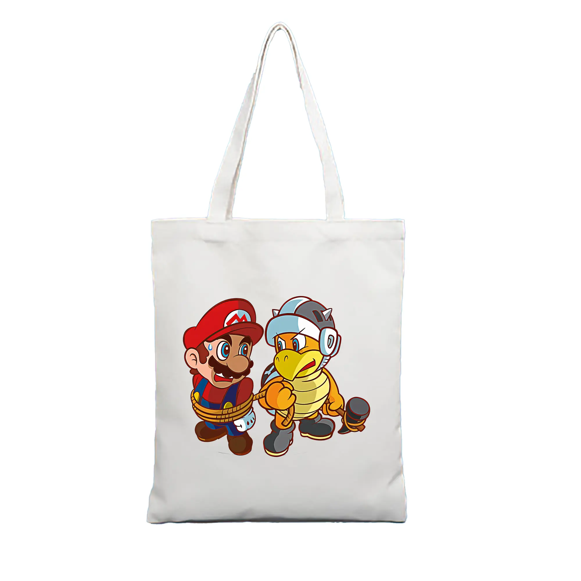 マリオ グッズ パタパタ - 縦型キャンバス手提げバッグ（トートバッグ） ・ キャンバス素材 ・ ショッピング用 ・ 軽量 丈夫 お手入れ簡単