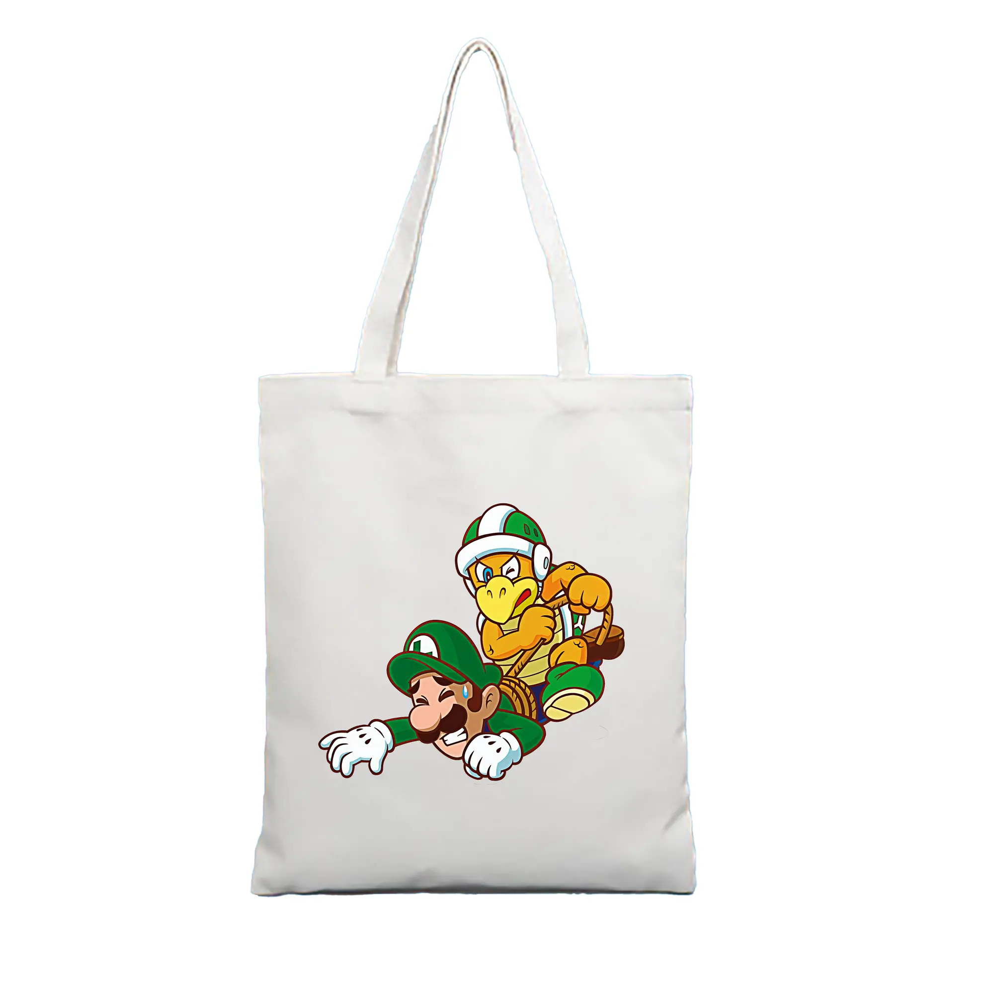 マリオ グッズ パタパタ - 縦型キャンバス手提げバッグ（トートバッグ） ・ キャンバス素材 ・ ショッピング用 ・ 軽量 丈夫 お手入れ簡単