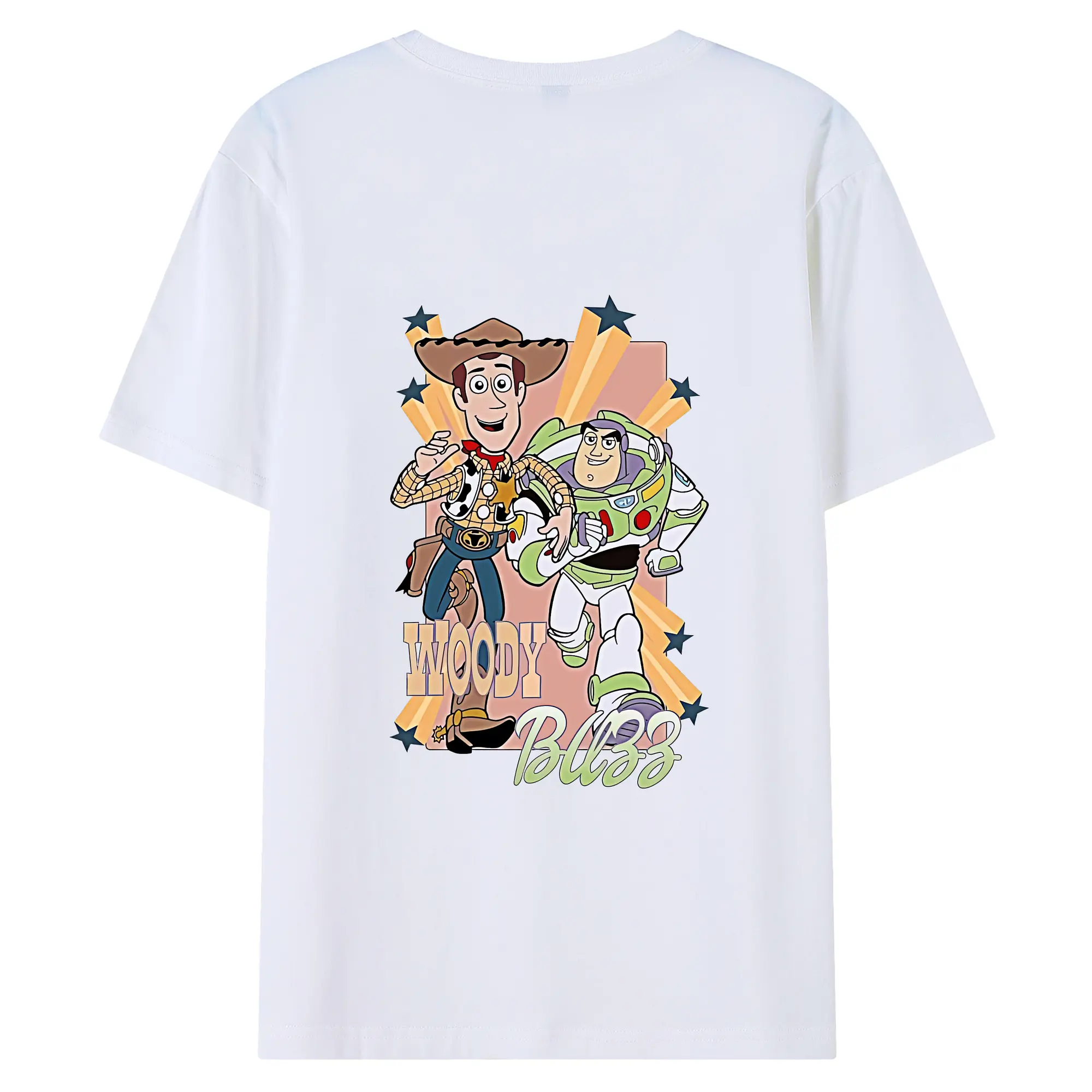 トイ・ストーリー グッズ ウッディ - 綿100％ 半袖Tシャツ ・ バックプリント ・ 快適 通気性 ・ 日常使い 散歩 スポーツ用