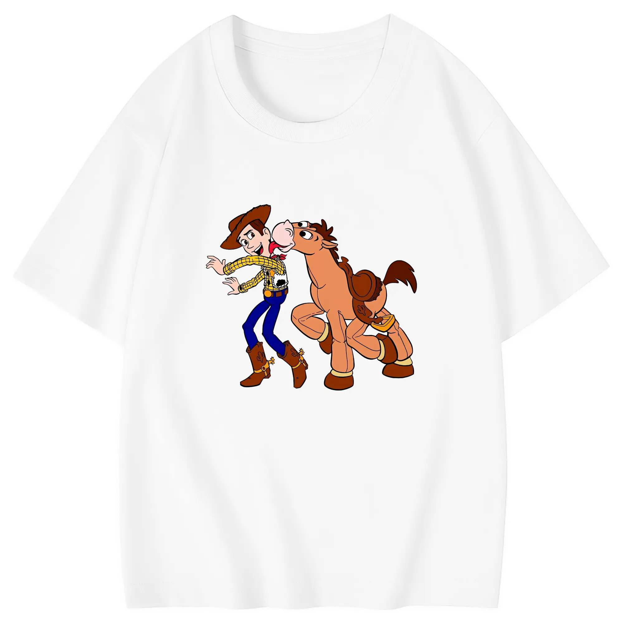 トイ・ストーリー グッズ ウッディ - 綿100％ キッズTシャツ ・ フロントプリント ・ 快適 通気性 ・ スポーツ カジュアル 散歩用