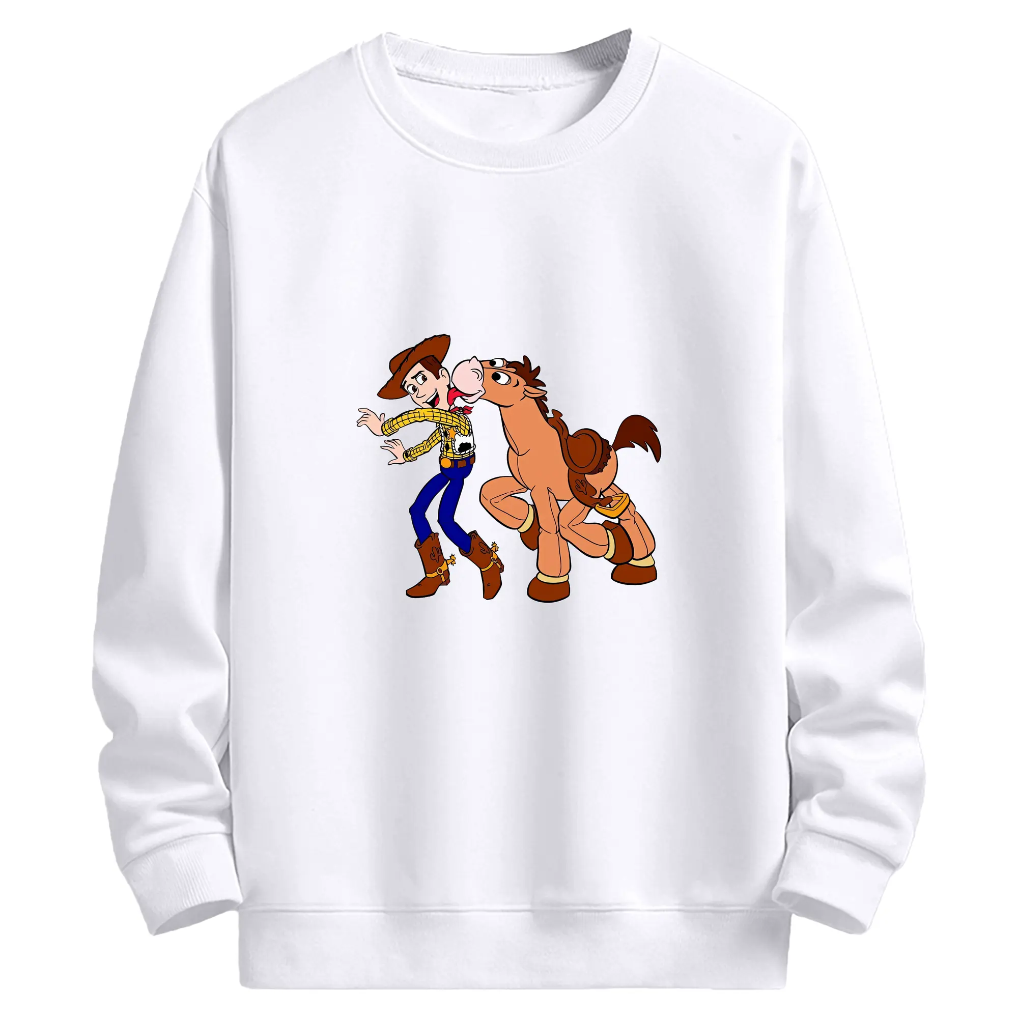 トイ・ストーリー グッズ ウッディ - 高品質 クルーネック スウェット ・ コットン59％ ポリエステル41％ ・ ユニセックス 長袖 トレーナー ・ カジュアル デイリー スポーツ 散歩用