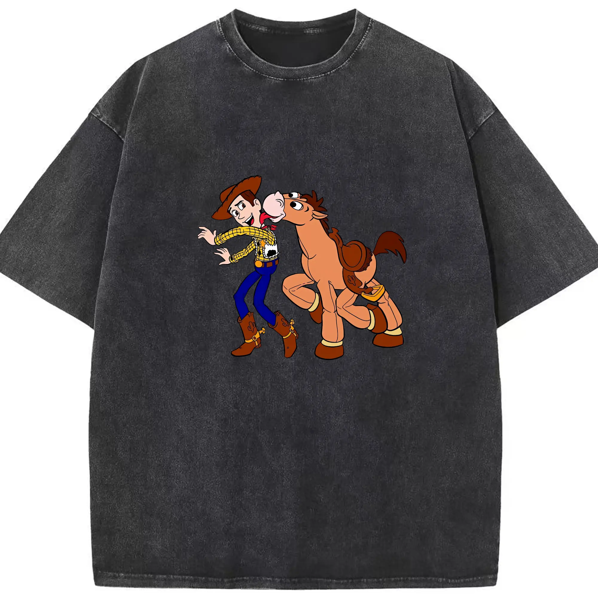 トイ・ストーリー グッズ ウッディ - 綿100％ ヴィンテージ風 半袖Tシャツ ・ フロントプリント ・ 柔らか肌触り ・ 通気性 快適 ・ スポーツ カジュアル 外出用
