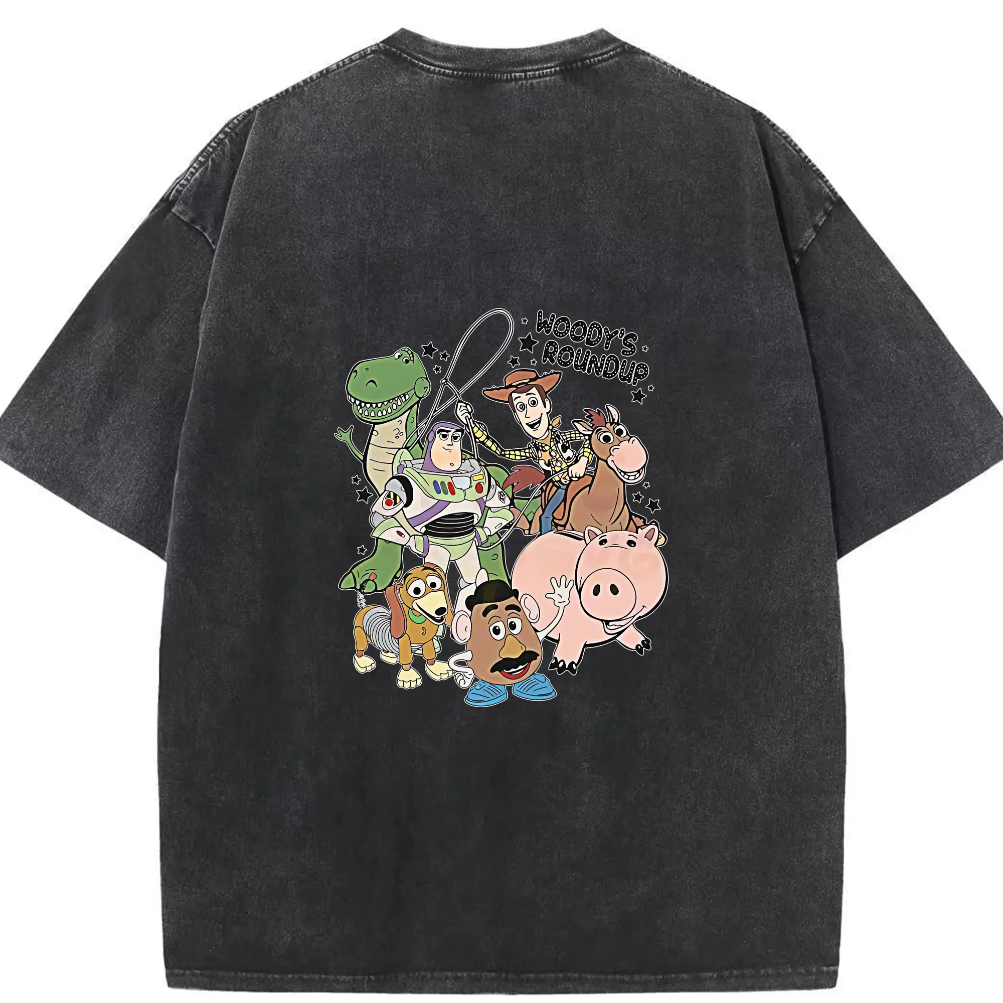 トイ・ストーリー グッズ ウッディ - 綿100％ ヴィンテージ風 半袖Tシャツ ・ 背面プリント ・ 柔らか肌触り ・ 通気性 快適 ・ スポーツ カジュアル 外出用
