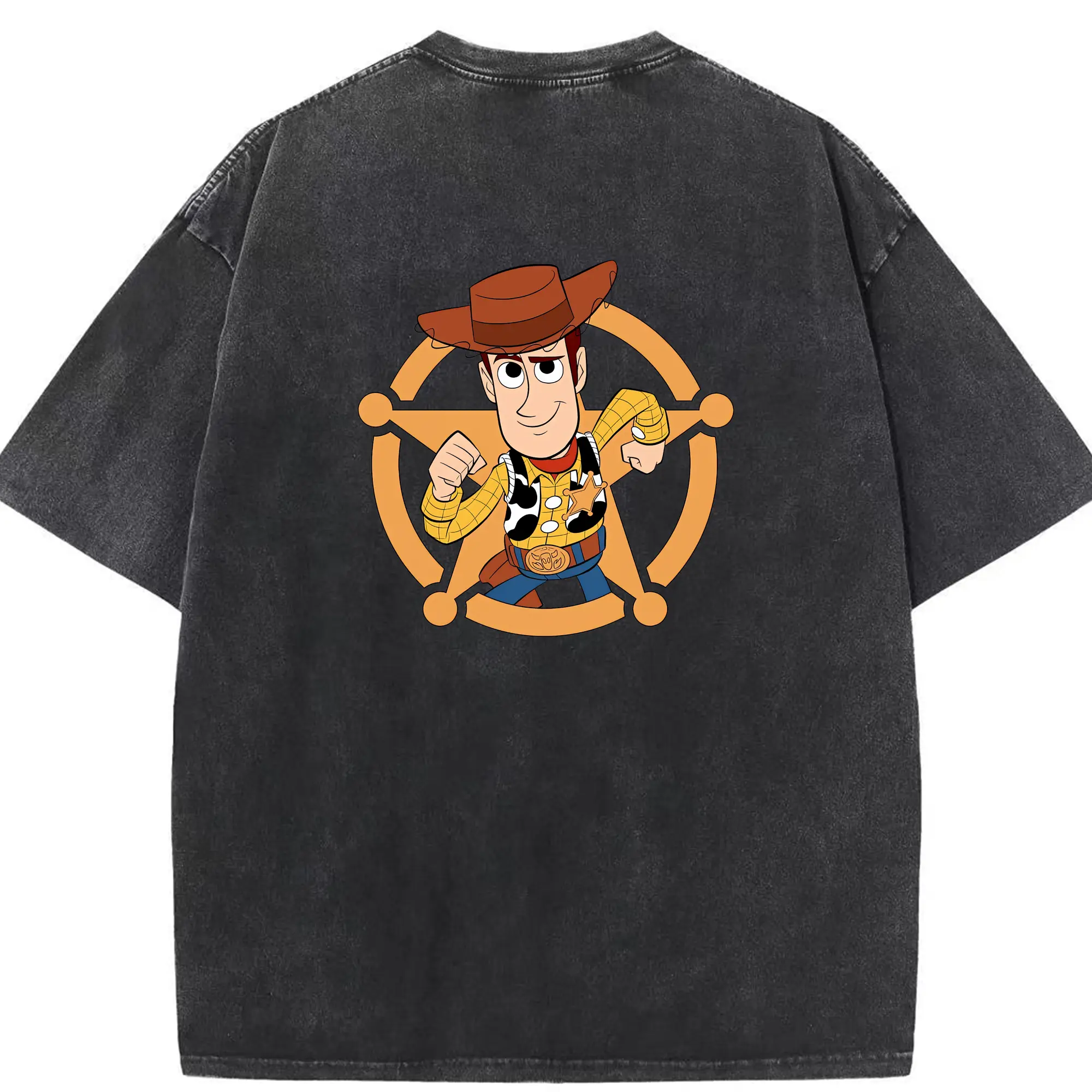 トイ・ストーリー グッズ ウッディ - 綿100％ ヴィンテージ風 半袖Tシャツ ・ 背面プリント ・ 柔らか肌触り ・ 通気性 快適 ・ スポーツ カジュアル 外出用