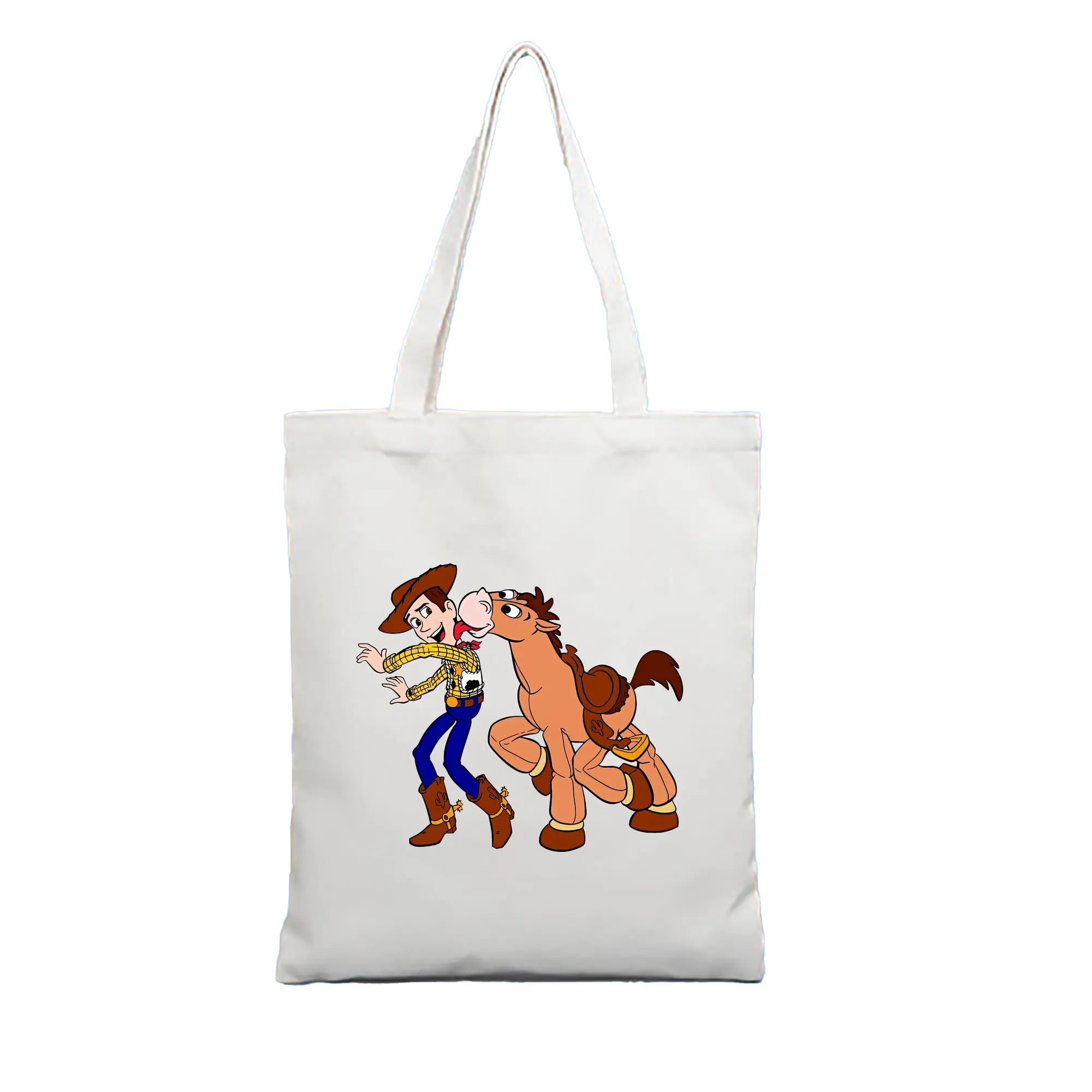 トイ・ストーリー グッズ ウッディ - 縦型キャンバス手提げバッグ（トートバッグ） ・ キャンバス素材 ・ ショッピング用 ・ 軽量 丈夫 お手入れ簡単