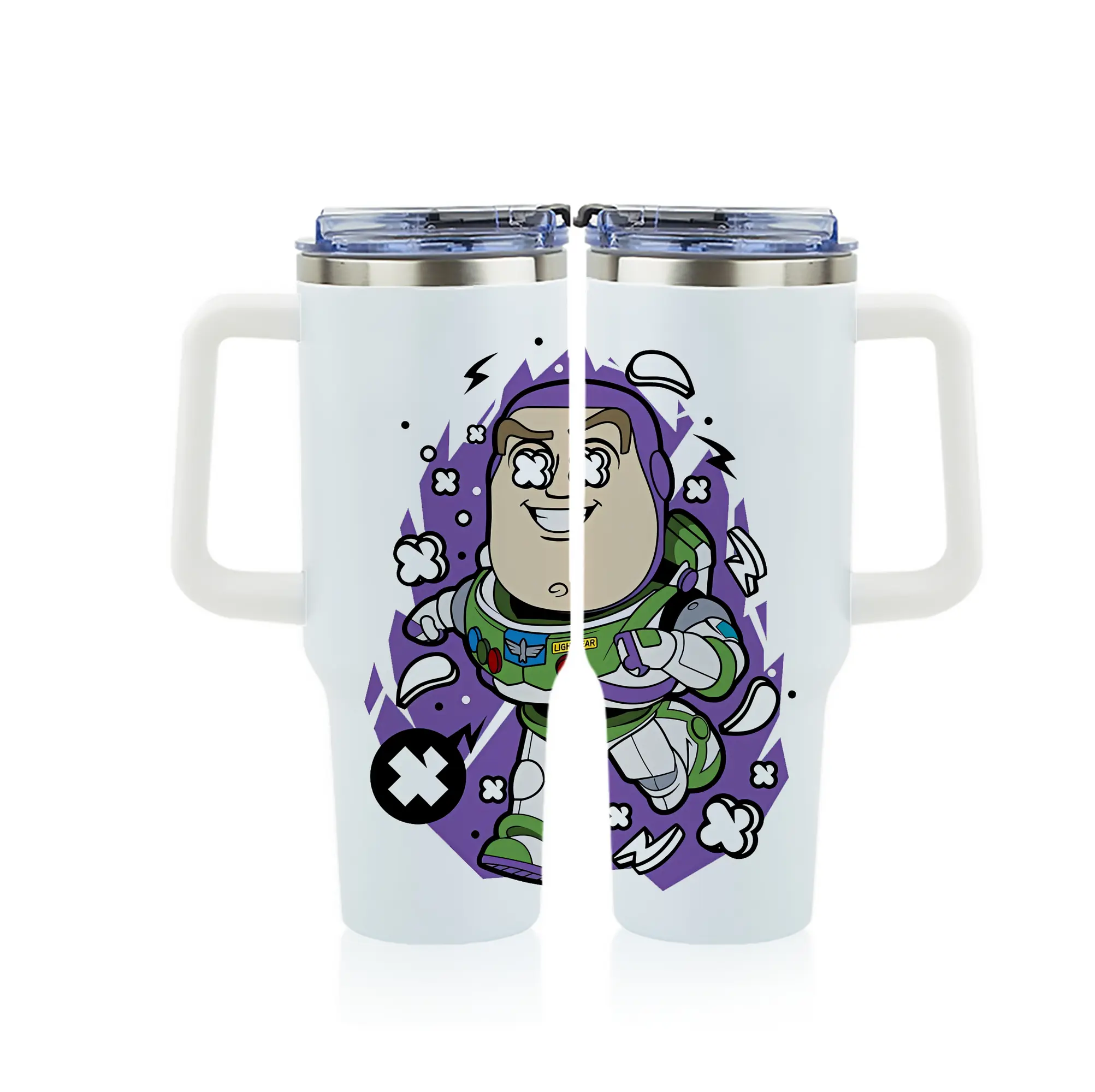 トイ・ストーリー グッズ バズ・ライトイヤー - 1200mL フルプリント車用タンブラー ・ 304ステンレス 内側 ・ 201ステンレス 外側 ・ 保温 保冷 ・ 通勤 ドライブ アウトドア用