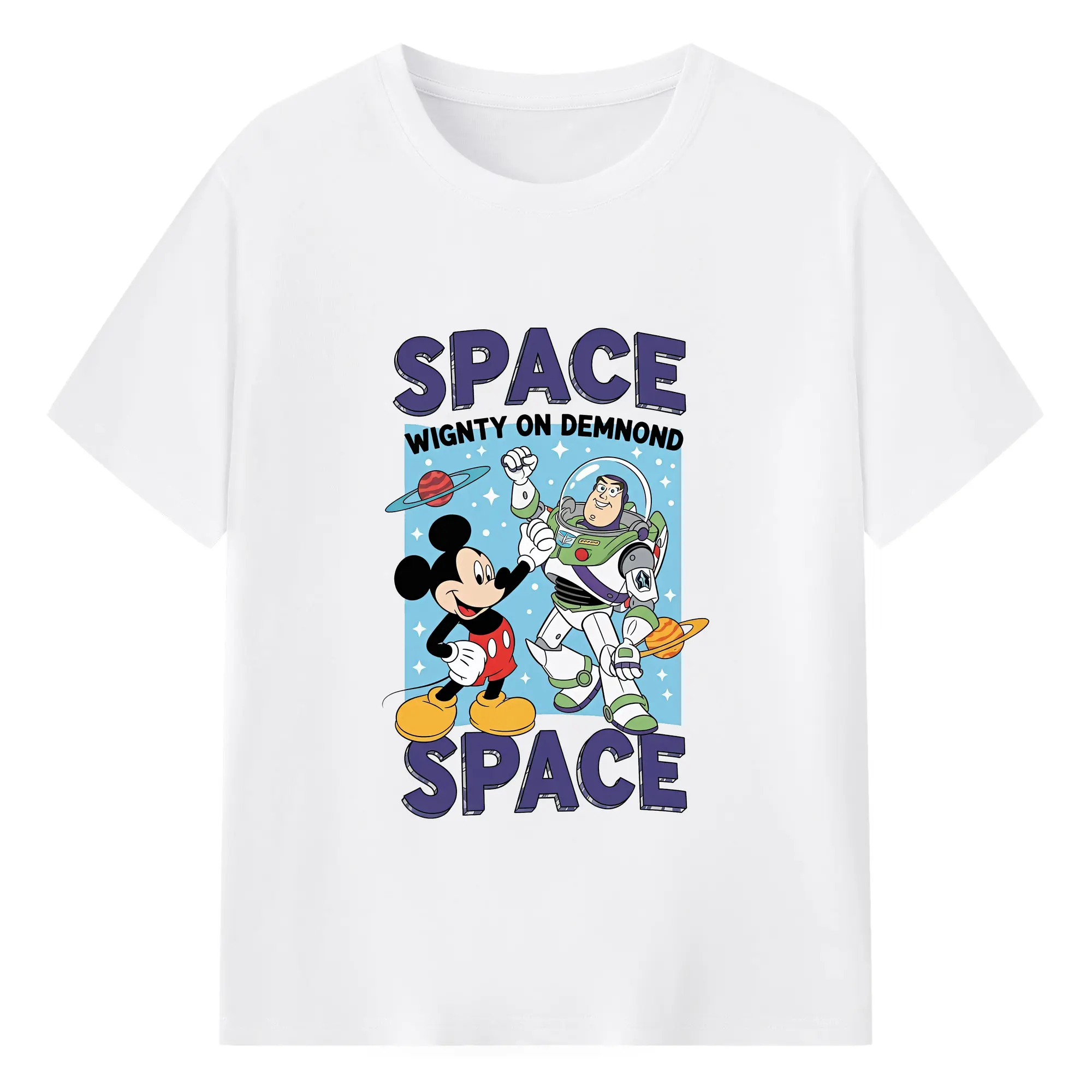 トイ・ストーリー グッズ バズ・ライトイヤー - 綿100％ 半袖Tシャツ ・ フロントプリント ・ 快適 通気性 ・ 日常使い 散歩 スポーツ用