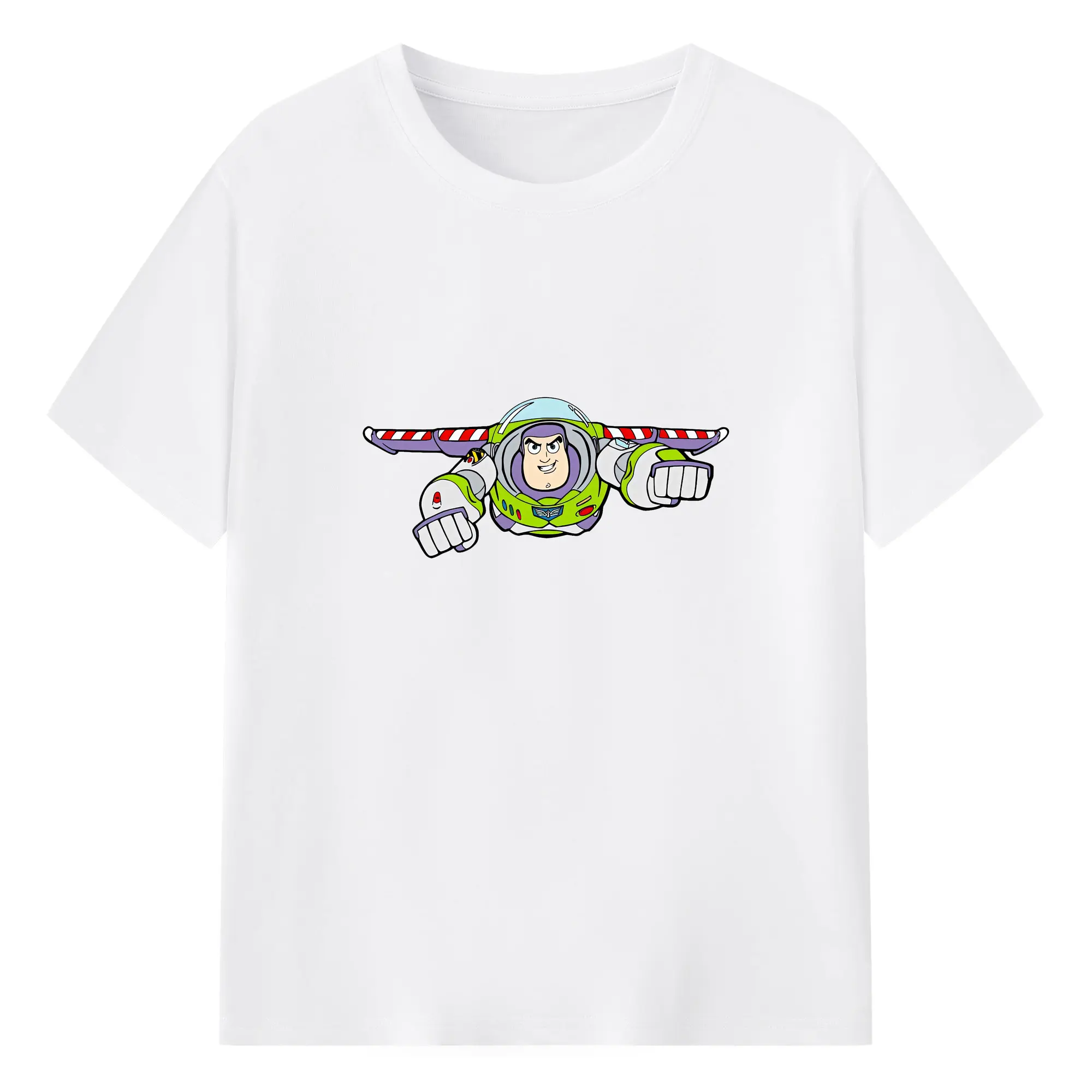 トイ・ストーリー グッズ バズ・ライトイヤー - 綿100％ 半袖Tシャツ ・ フロントプリント ・ 快適 通気性 ・ 日常使い 散歩 スポーツ用