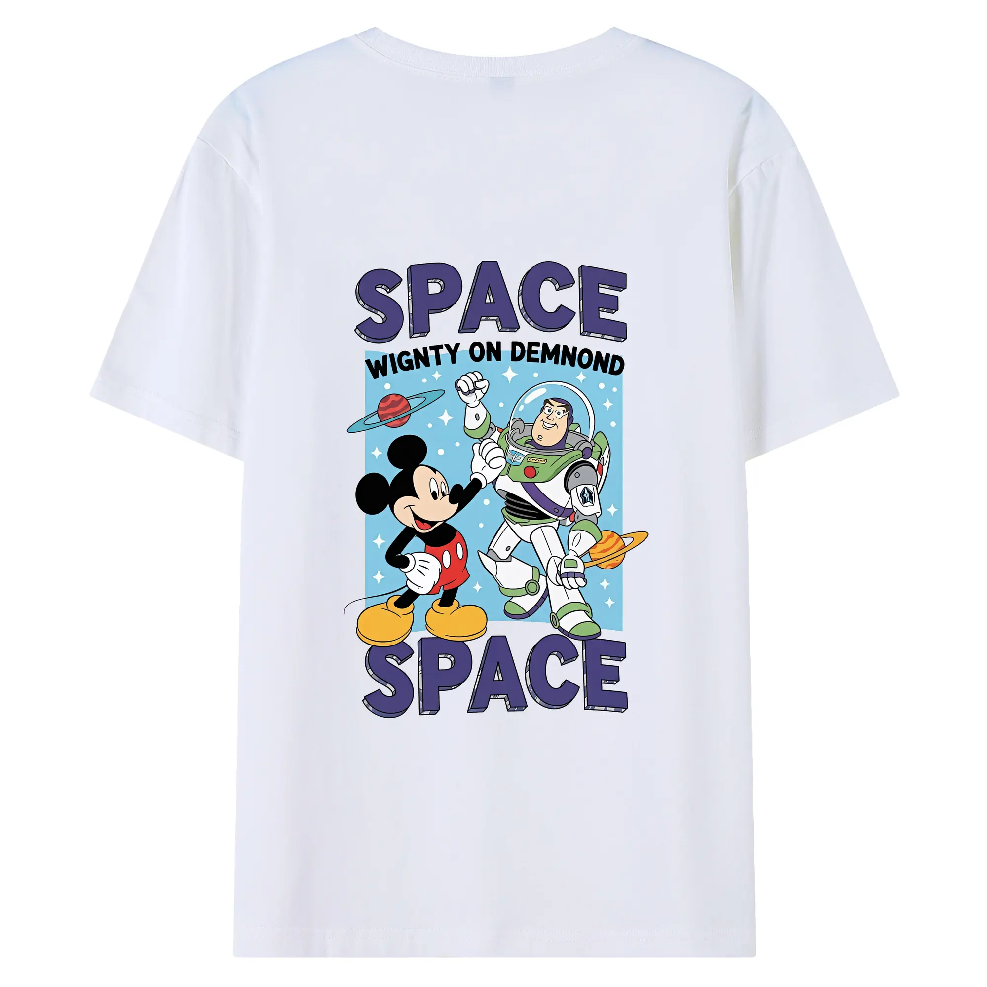 トイ・ストーリー グッズ バズ・ライトイヤー - 綿100％ 半袖Tシャツ ・ バックプリント ・ 快適 通気性 ・ 日常使い 散歩 スポーツ用