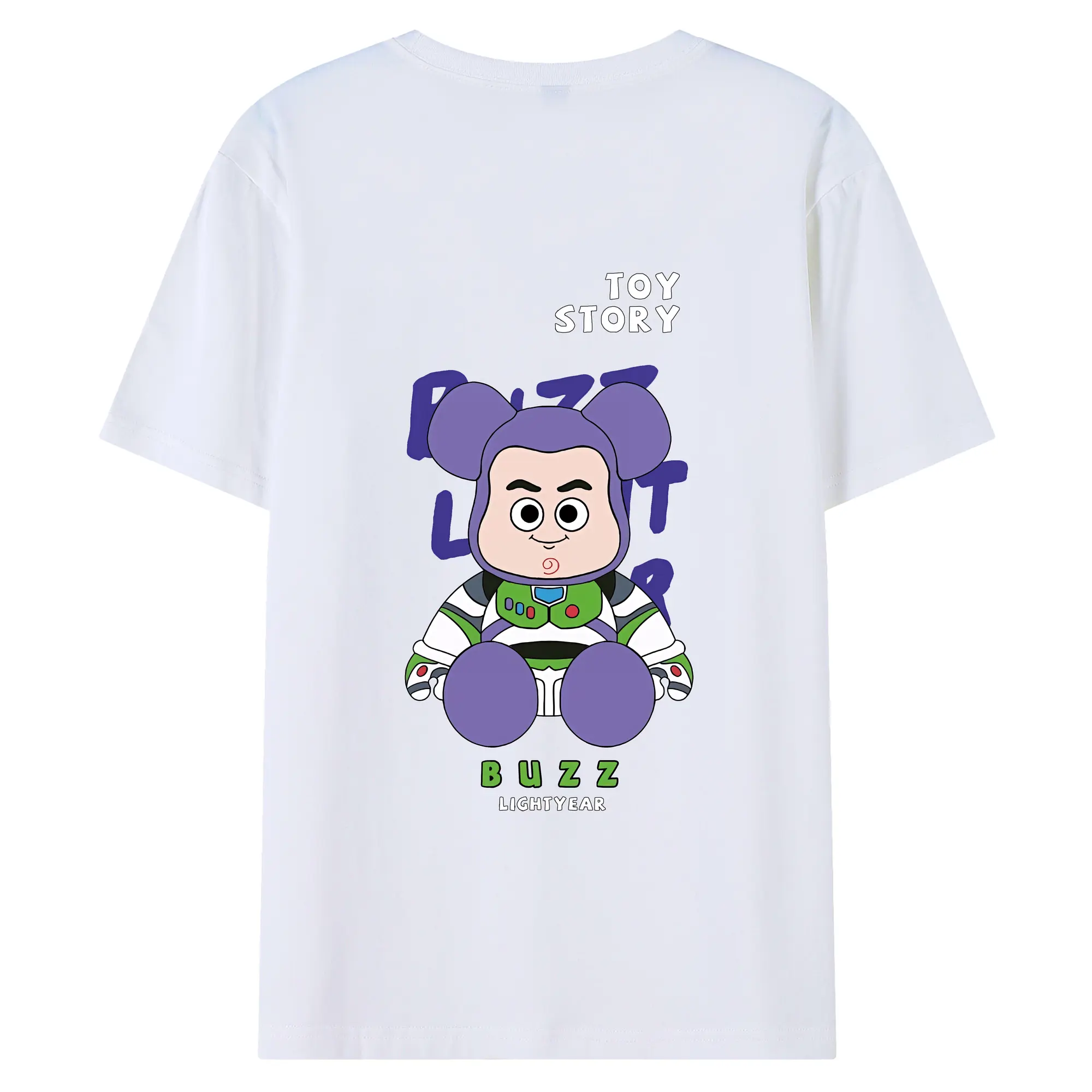 トイ・ストーリー グッズ バズ・ライトイヤー - 綿100％ 半袖Tシャツ ・ バックプリント ・ 快適 通気性 ・ 日常使い 散歩 スポーツ用