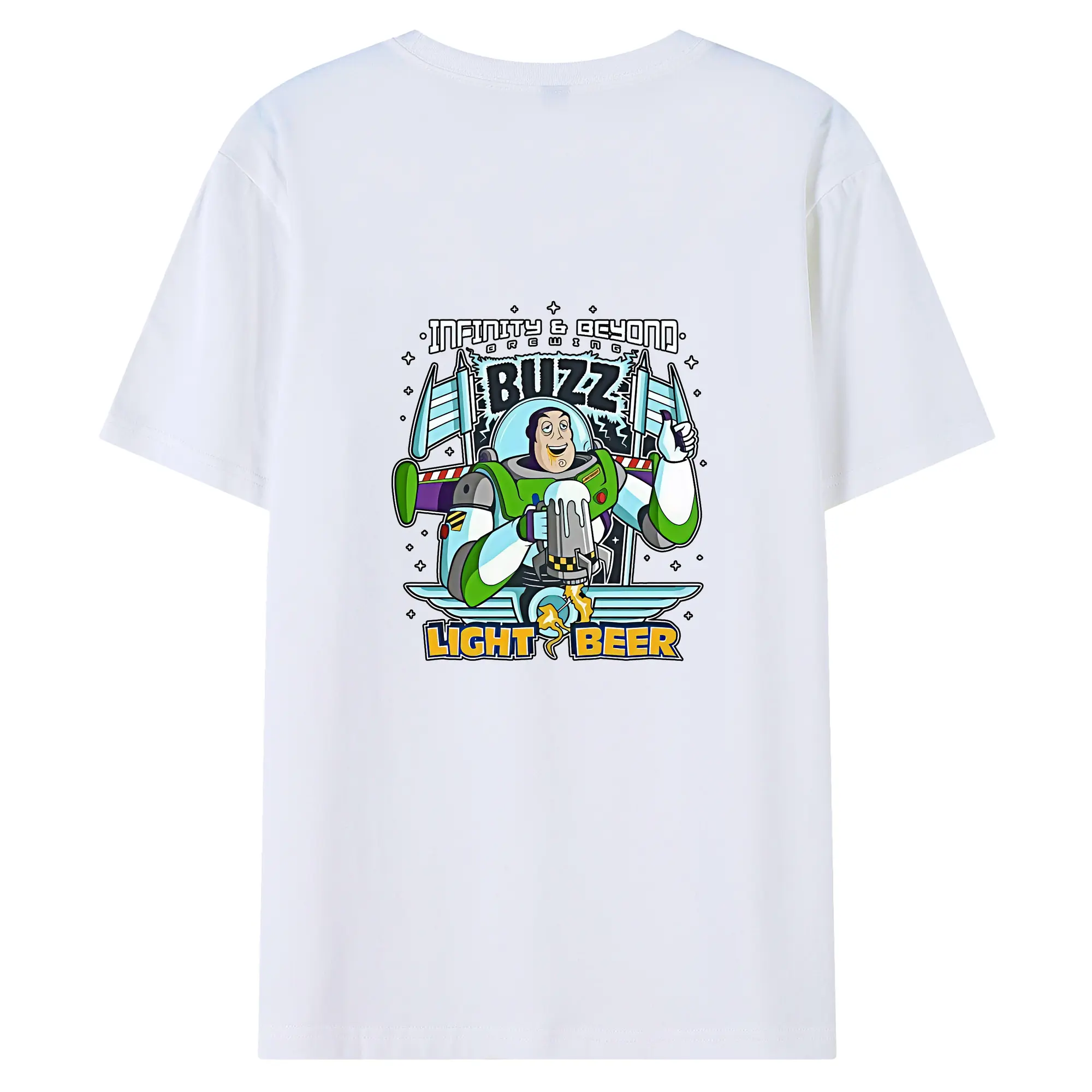 トイ・ストーリー グッズ バズ・ライトイヤー - 綿100％ 半袖Tシャツ ・ バックプリント ・ 快適 通気性 ・ 日常使い 散歩 スポーツ用