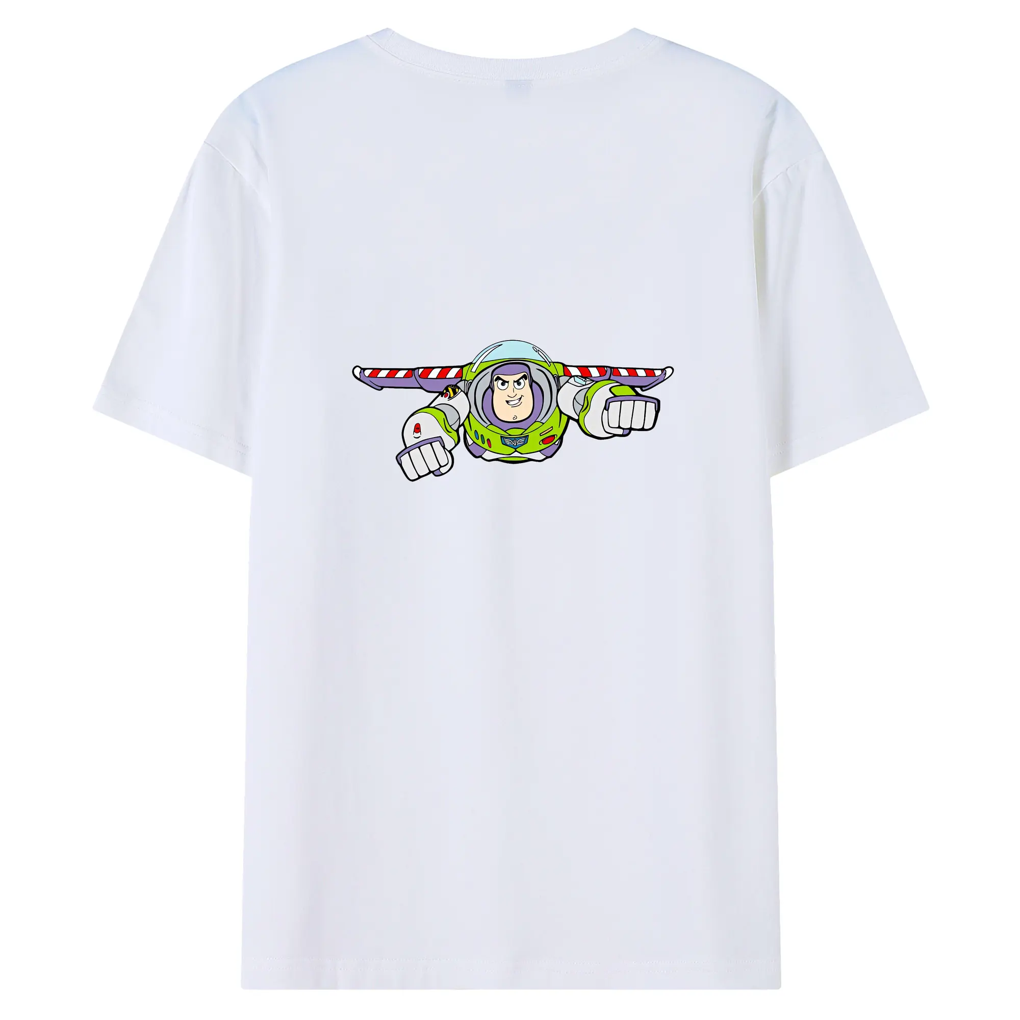 トイ・ストーリー グッズ バズ・ライトイヤー - 綿100％ 半袖Tシャツ ・ バックプリント ・ 快適 通気性 ・ 日常使い 散歩 スポーツ用