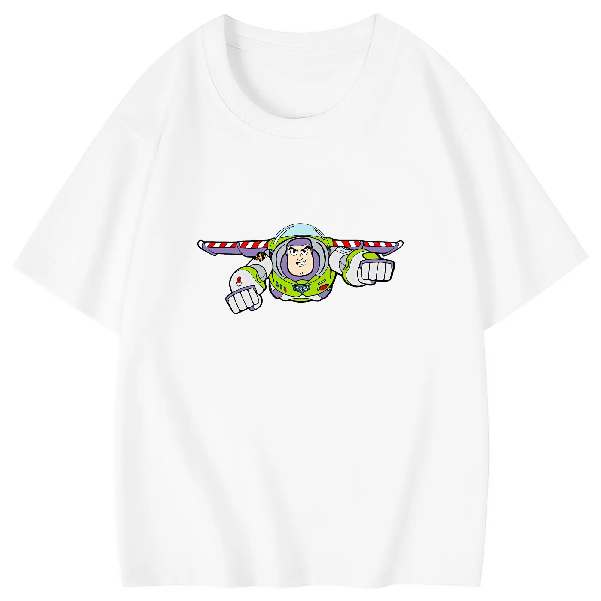 トイ・ストーリー グッズ バズ・ライトイヤー - 綿100％ キッズTシャツ ・ フロントプリント ・ 快適 通気性 ・ スポーツ カジュアル 散歩用