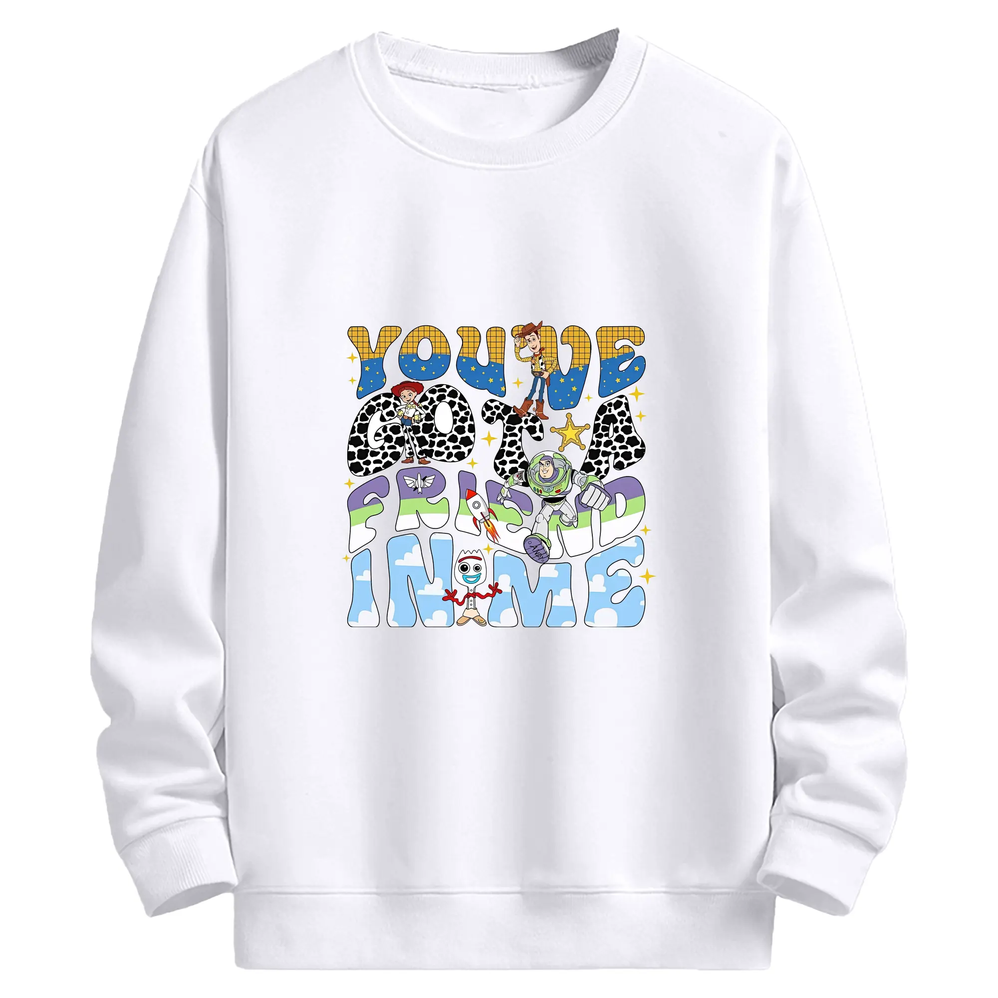 トイ・ストーリー グッズ バズ・ライトイヤー - 高品質 クルーネック スウェット ・ コットン59％ ポリエステル41％ ・ ユニセックス 長袖 トレーナー ・ カジュアル デイリー スポーツ 散歩用