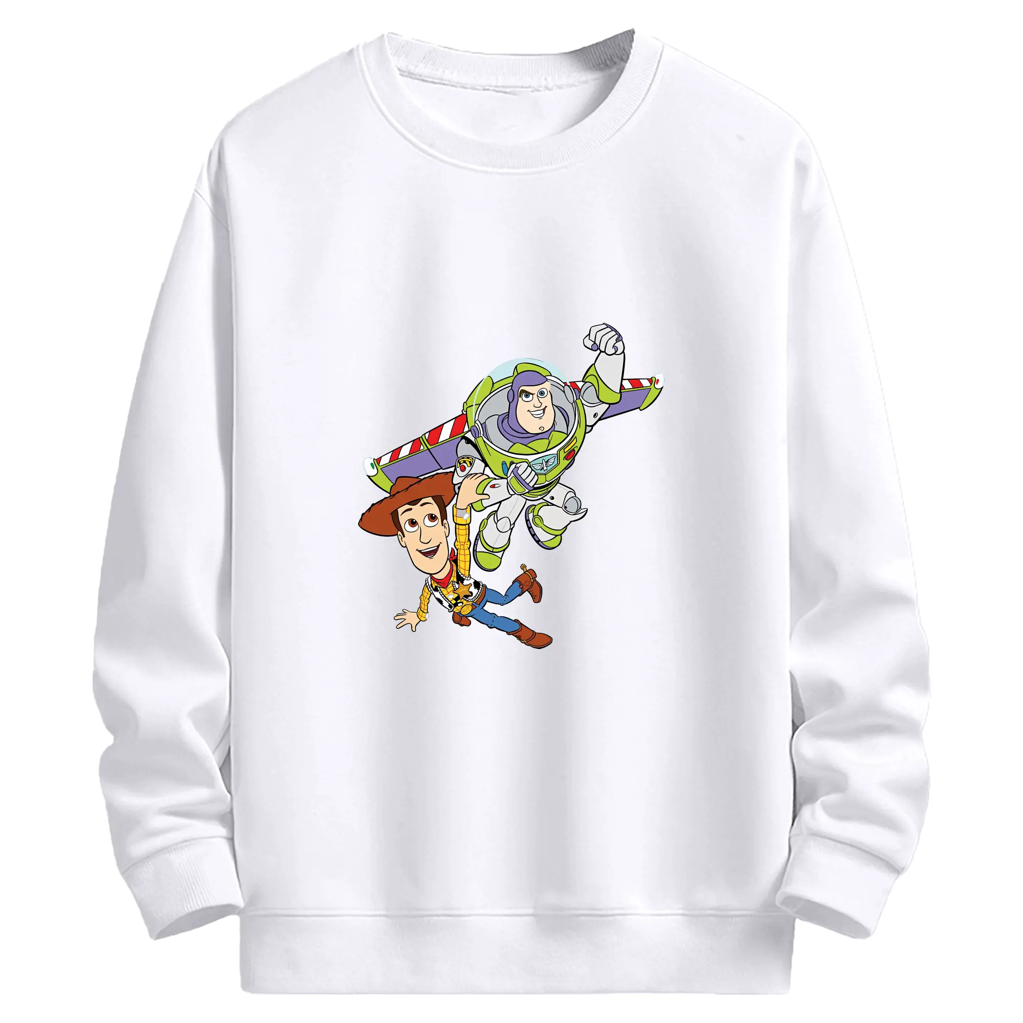トイ・ストーリー グッズ バズ・ライトイヤー - 高品質 クルーネック スウェット ・ コットン59％ ポリエステル41％ ・ ユニセックス 長袖 トレーナー ・ カジュアル デイリー スポーツ 散歩用