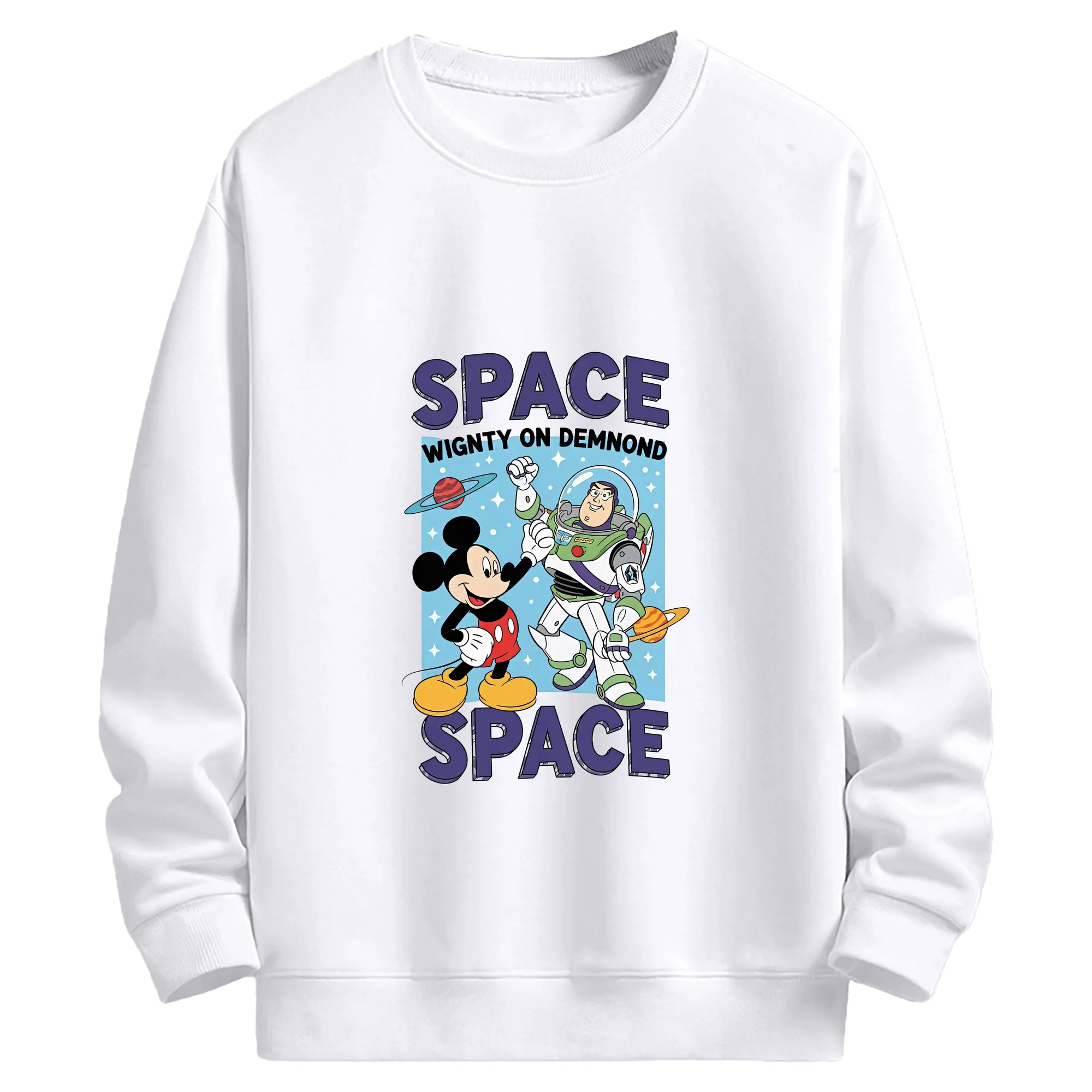 トイ・ストーリー グッズ バズ・ライトイヤー - 高品質 クルーネック スウェット ・ コットン59％ ポリエステル41％ ・ ユニセックス 長袖 トレーナー ・ カジュアル デイリー スポーツ 散歩用