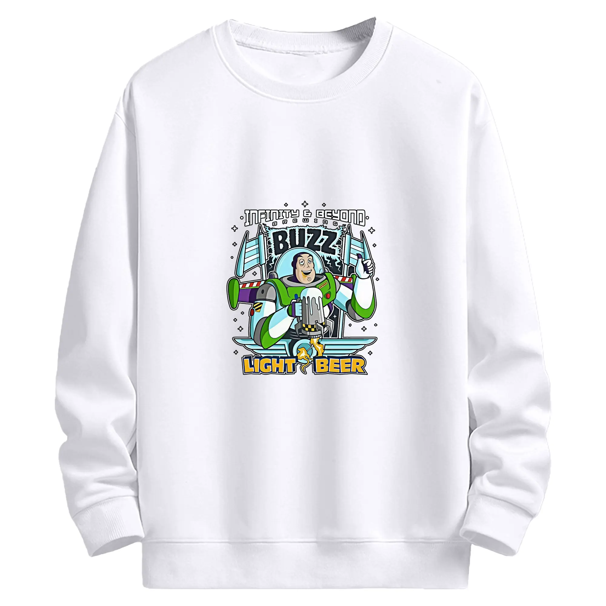 トイ・ストーリー グッズ バズ・ライトイヤー - 高品質 クルーネック スウェット ・ コットン59％ ポリエステル41％ ・ ユニセックス 長袖 トレーナー ・ カジュアル デイリー スポーツ 散歩用