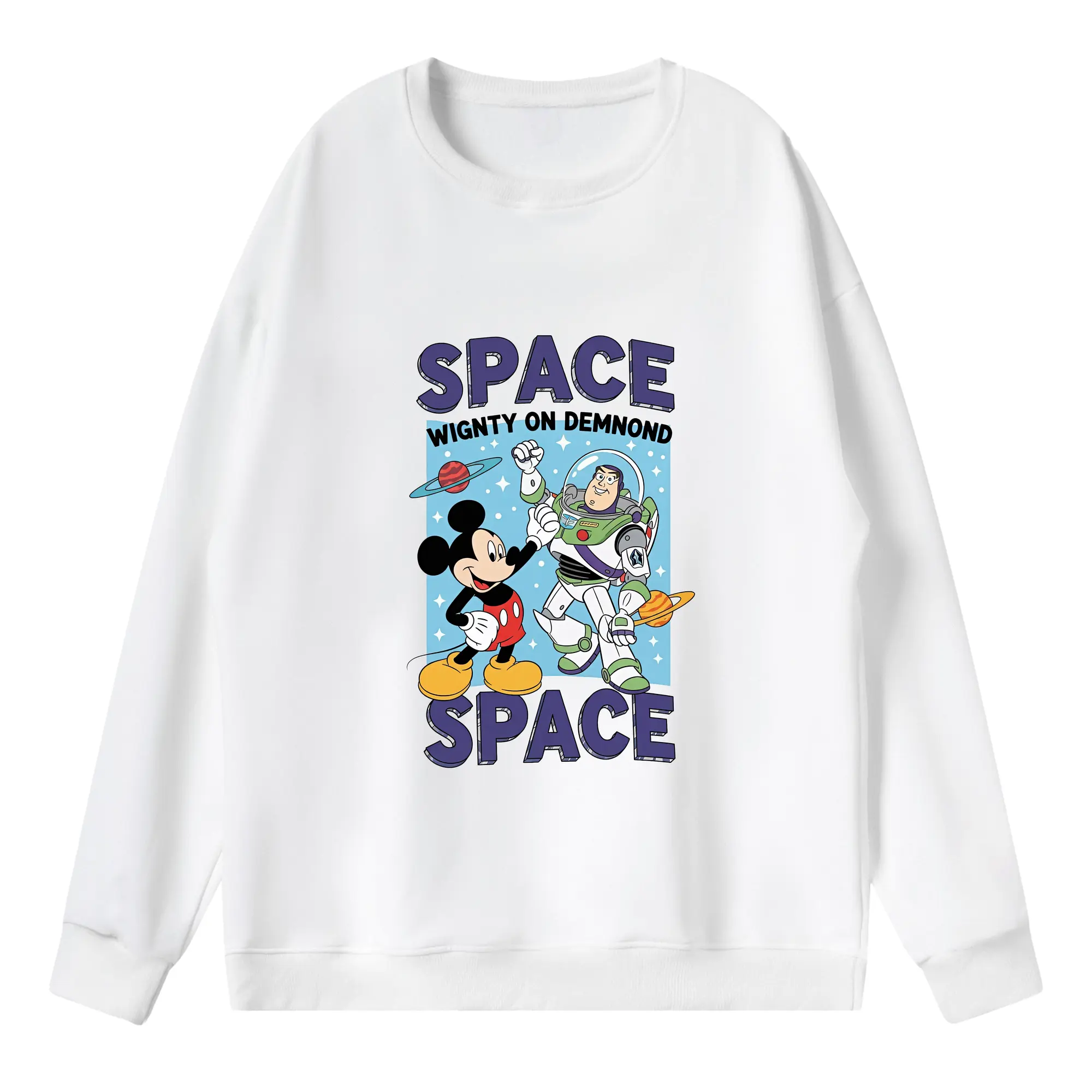 トイ・ストーリー グッズ バズ・ライトイヤー - 薄手 クルーネック スウェット 裏毛260g · ポリエステル 春秋向け カジュアル 男女兼用 · トレーナー デイリー スポーツ 散歩に最適