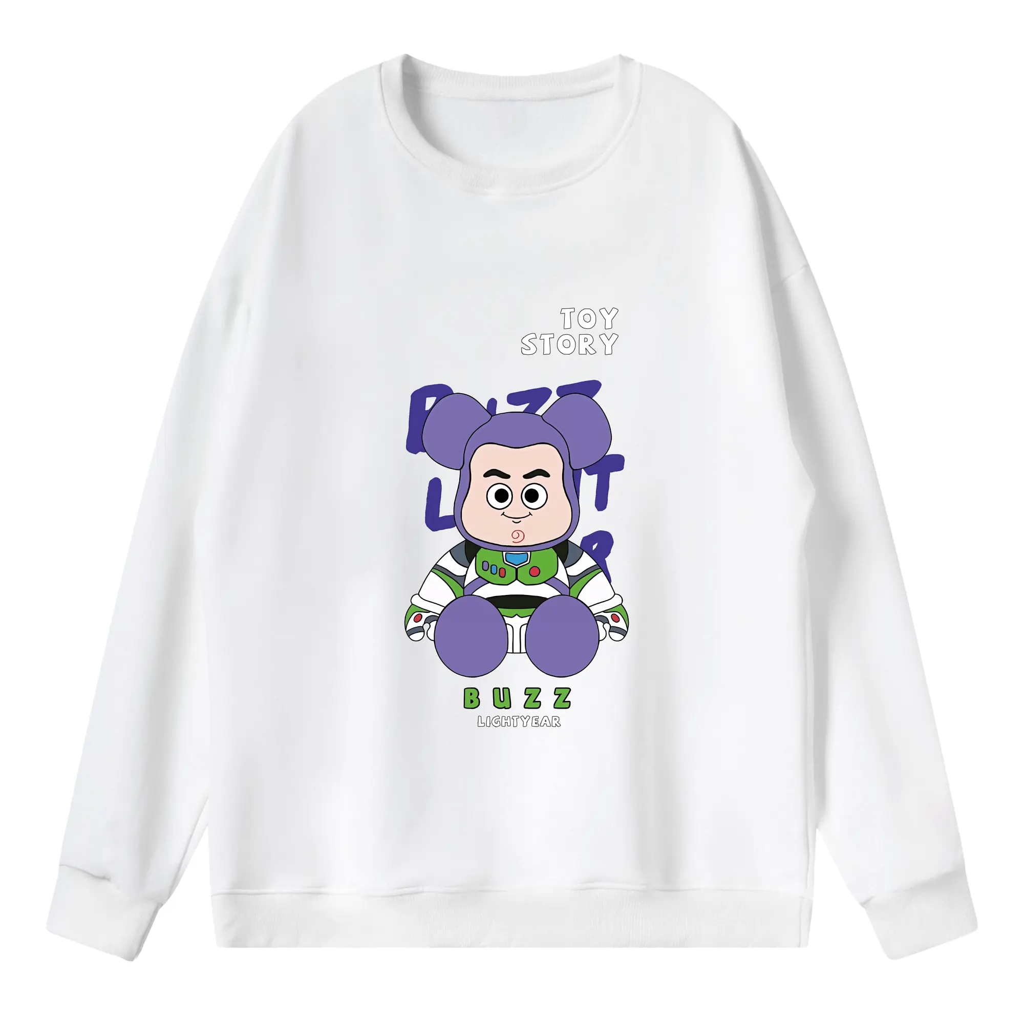 トイ・ストーリー グッズ バズ・ライトイヤー - 薄手 クルーネック スウェット 裏毛260g · ポリエステル 春秋向け カジュアル 男女兼用 · トレーナー デイリー スポーツ 散歩に最適