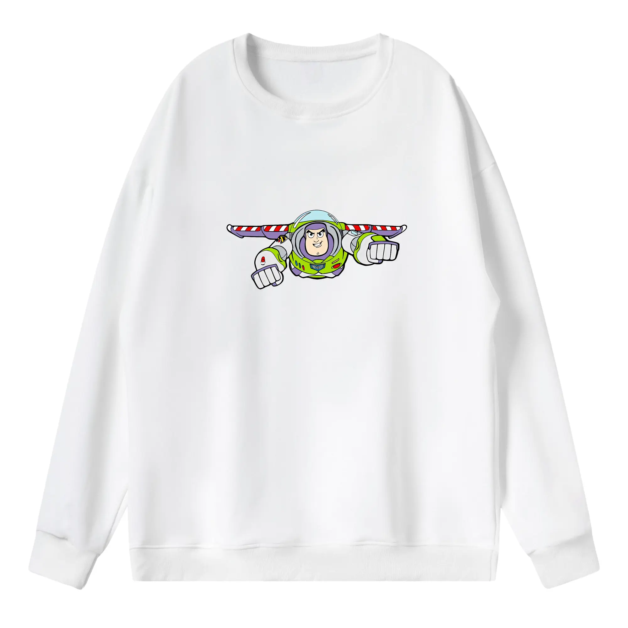 トイ・ストーリー グッズ バズ・ライトイヤー - 薄手 クルーネック スウェット 裏毛260g · ポリエステル 春秋向け カジュアル 男女兼用 · トレーナー デイリー スポーツ 散歩に最適