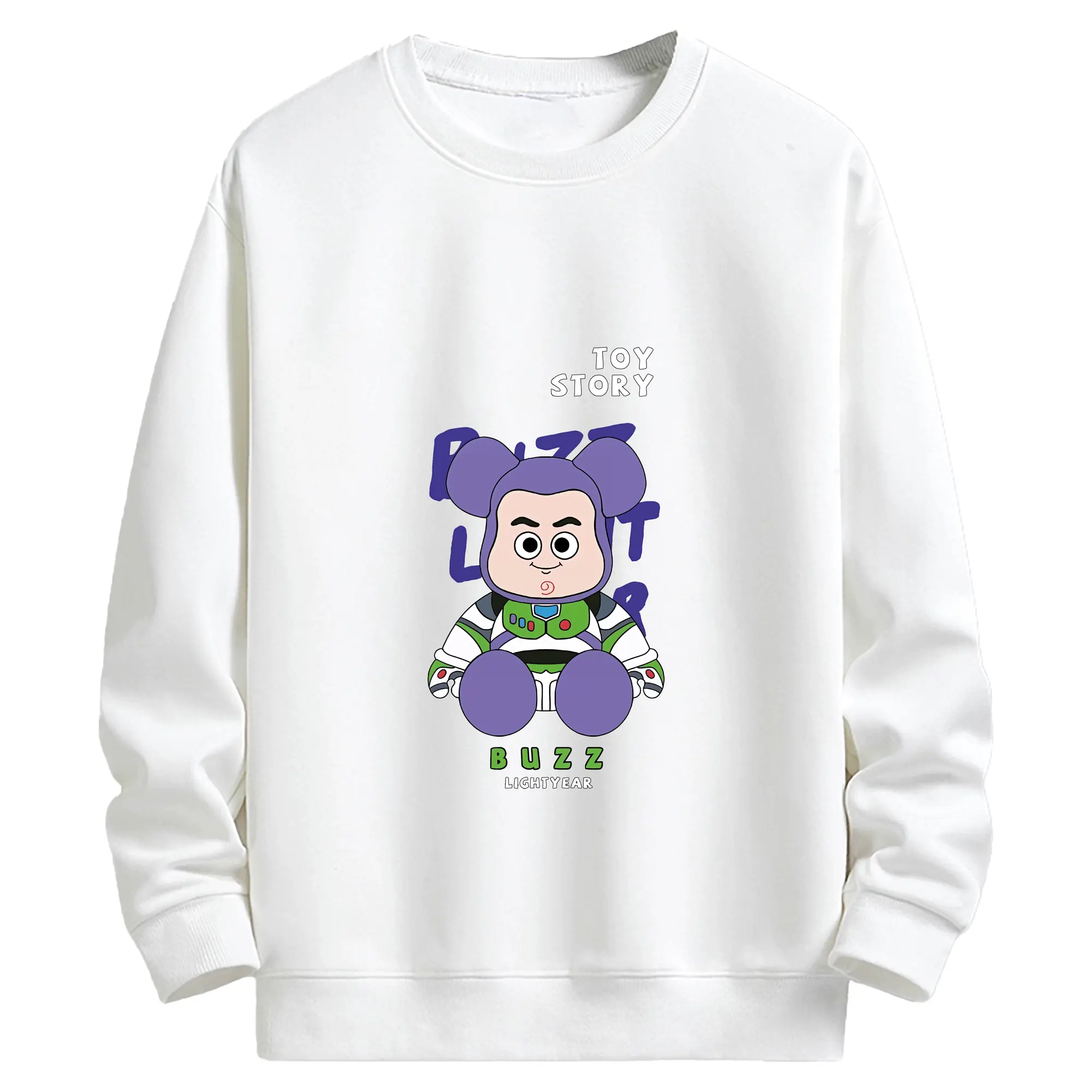 トイ・ストーリー グッズ バズ・ライトイヤー - キッズ クルーネックスウェットシャツ ・ フロントプリント ・ 綿80％ ポリエステル20％ ・ 快適 通学 スポーツ 日常使い お散歩用