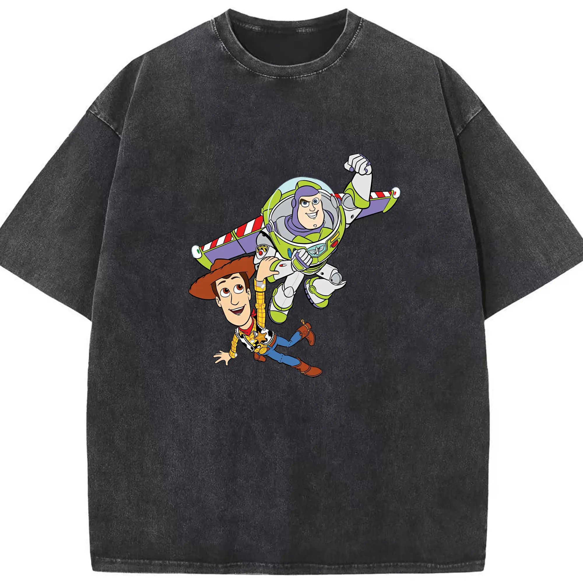 トイ・ストーリー グッズ バズ・ライトイヤー - 綿100％ ヴィンテージ風 半袖Tシャツ ・ フロントプリント ・ 柔らか肌触り ・ 通気性 快適 ・ スポーツ カジュアル 外出用