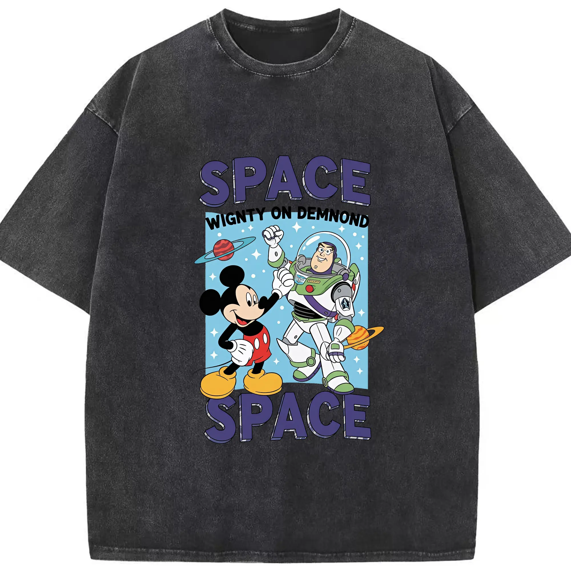 トイ・ストーリー グッズ バズ・ライトイヤー - 綿100％ ヴィンテージ風 半袖Tシャツ ・ フロントプリント ・ 柔らか肌触り ・ 通気性 快適 ・ スポーツ カジュアル 外出用