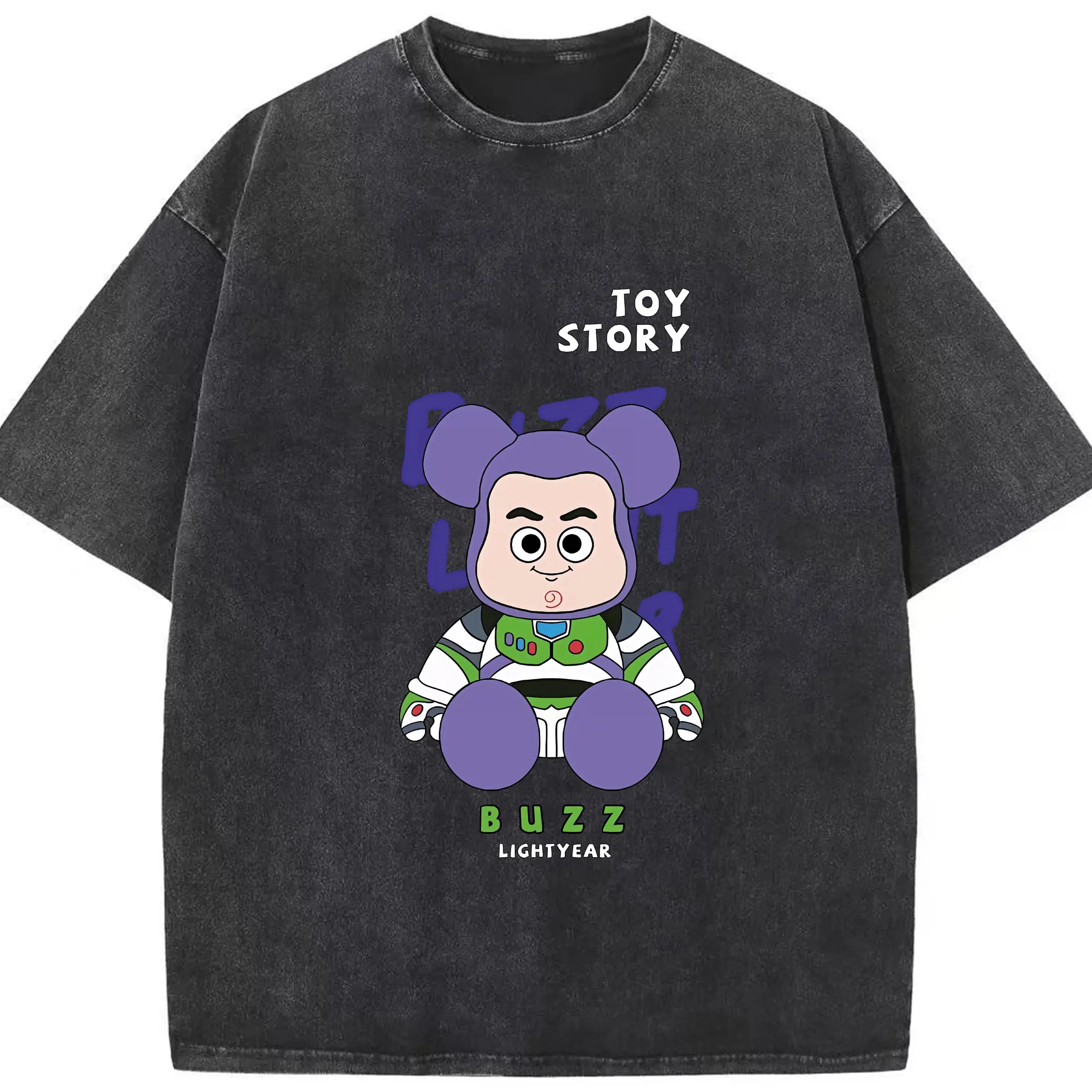 トイ・ストーリー グッズ バズ・ライトイヤー - 綿100％ ヴィンテージ風 半袖Tシャツ ・ フロントプリント ・ 柔らか肌触り ・ 通気性 快適 ・ スポーツ カジュアル 外出用