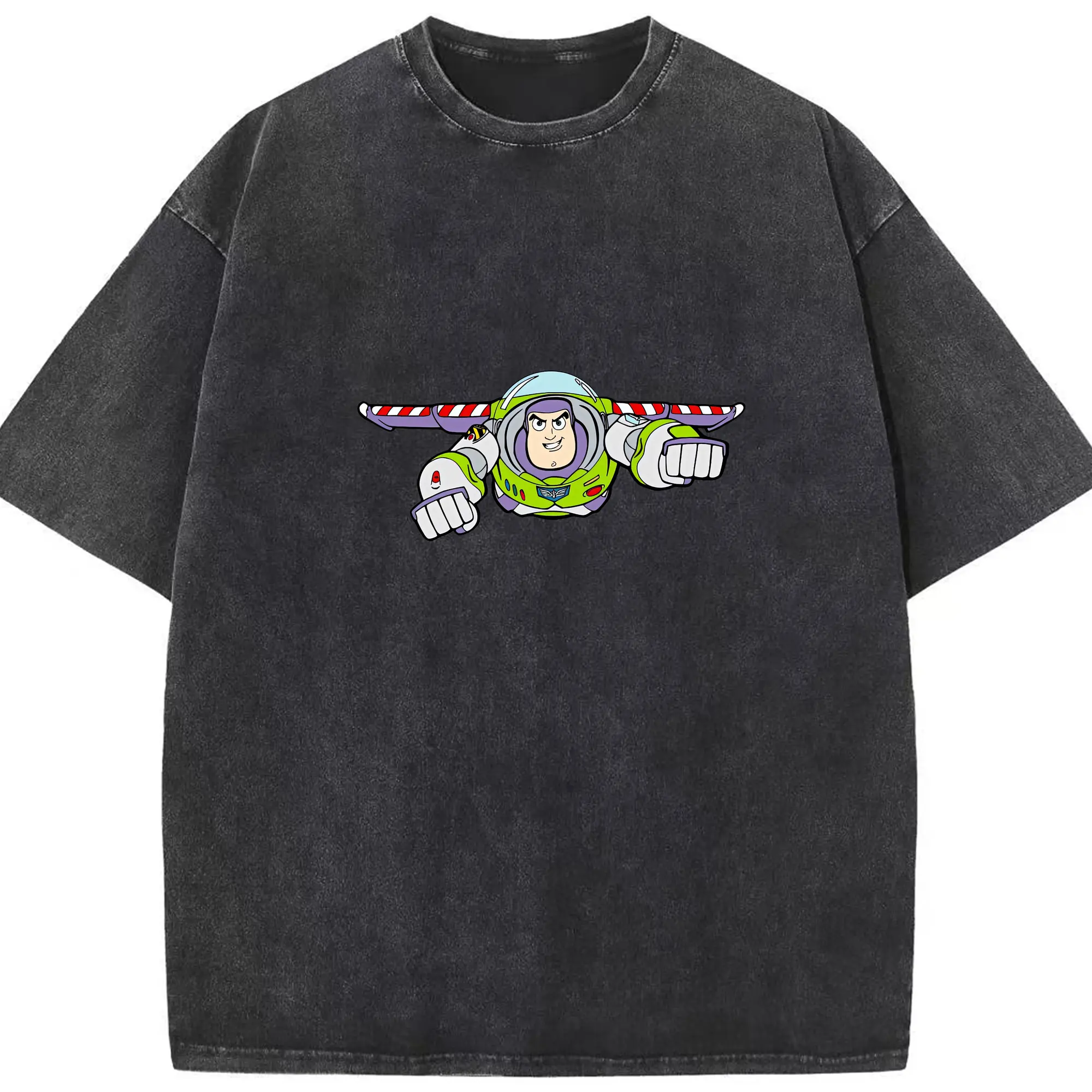 トイ・ストーリー グッズ バズ・ライトイヤー - 綿100％ ヴィンテージ風 半袖Tシャツ ・ フロントプリント ・ 柔らか肌触り ・ 通気性 快適 ・ スポーツ カジュアル 外出用