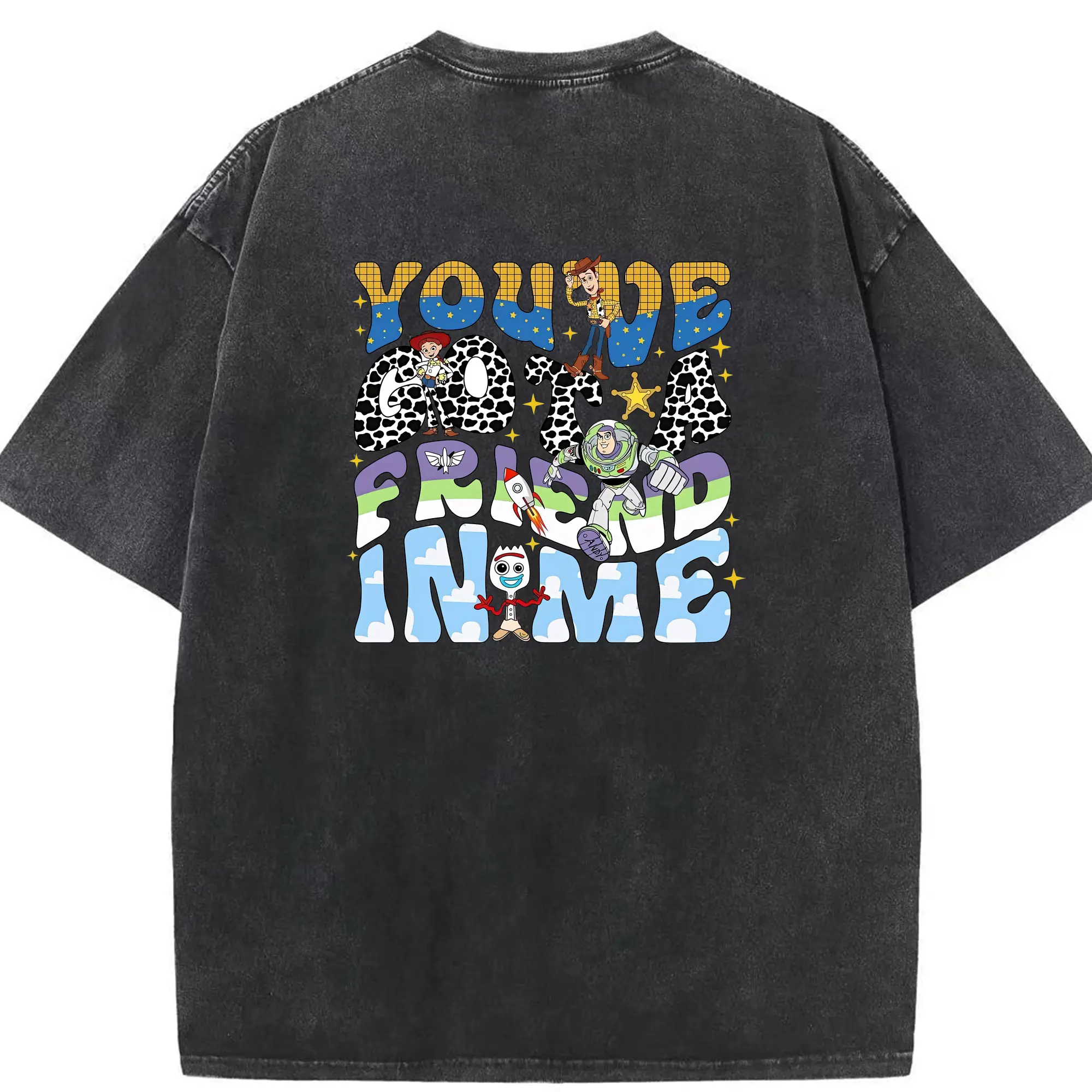 トイ・ストーリー グッズ バズ・ライトイヤー - 綿100％ ヴィンテージ風 半袖Tシャツ ・ 背面プリント ・ 柔らか肌触り ・ 通気性 快適 ・ スポーツ カジュアル 外出用