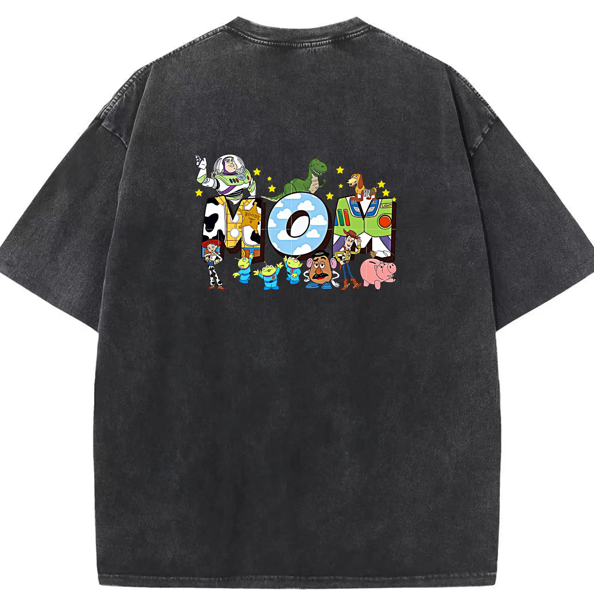 トイ・ストーリー グッズ バズ・ライトイヤー - 綿100％ ヴィンテージ風 半袖Tシャツ ・ 背面プリント ・ 柔らか肌触り ・ 通気性 快適 ・ スポーツ カジュアル 外出用