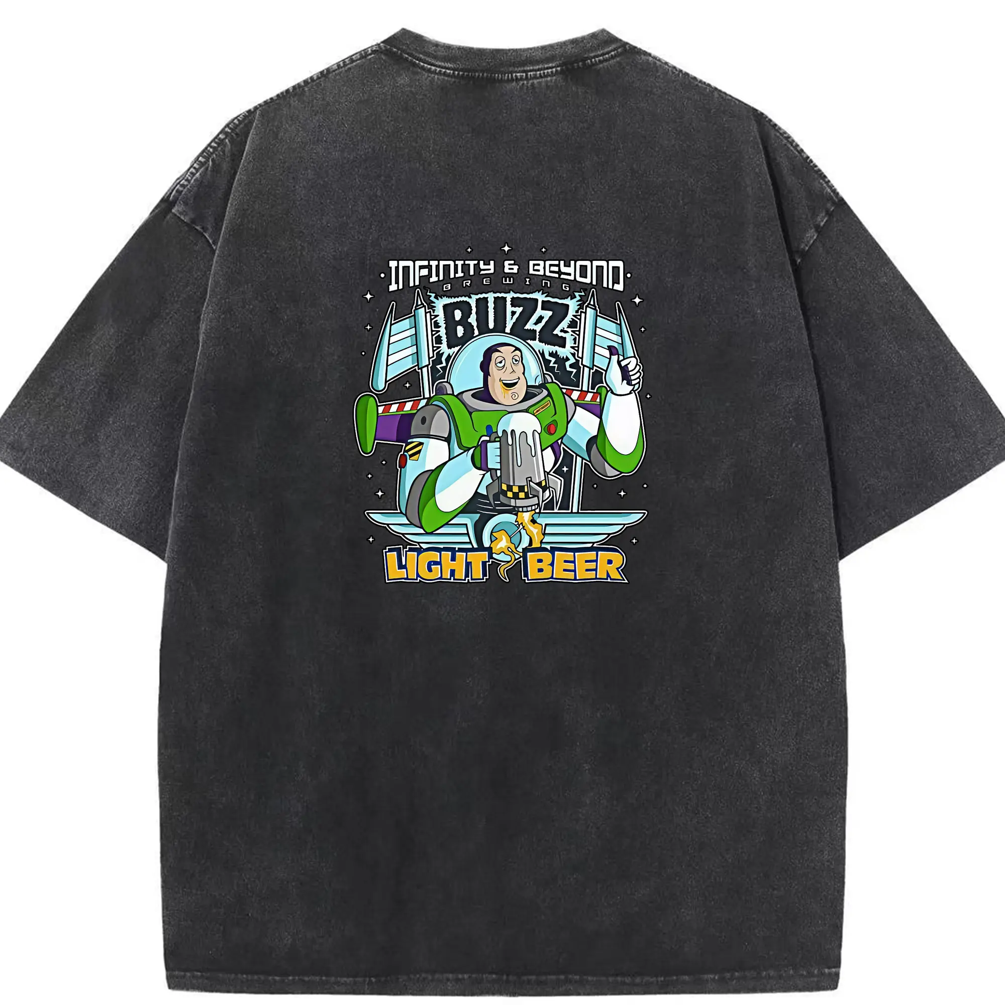 トイ・ストーリー グッズ バズ・ライトイヤー - 綿100％ ヴィンテージ風 半袖Tシャツ ・ 背面プリント ・ 柔らか肌触り ・ 通気性 快適 ・ スポーツ カジュアル 外出用