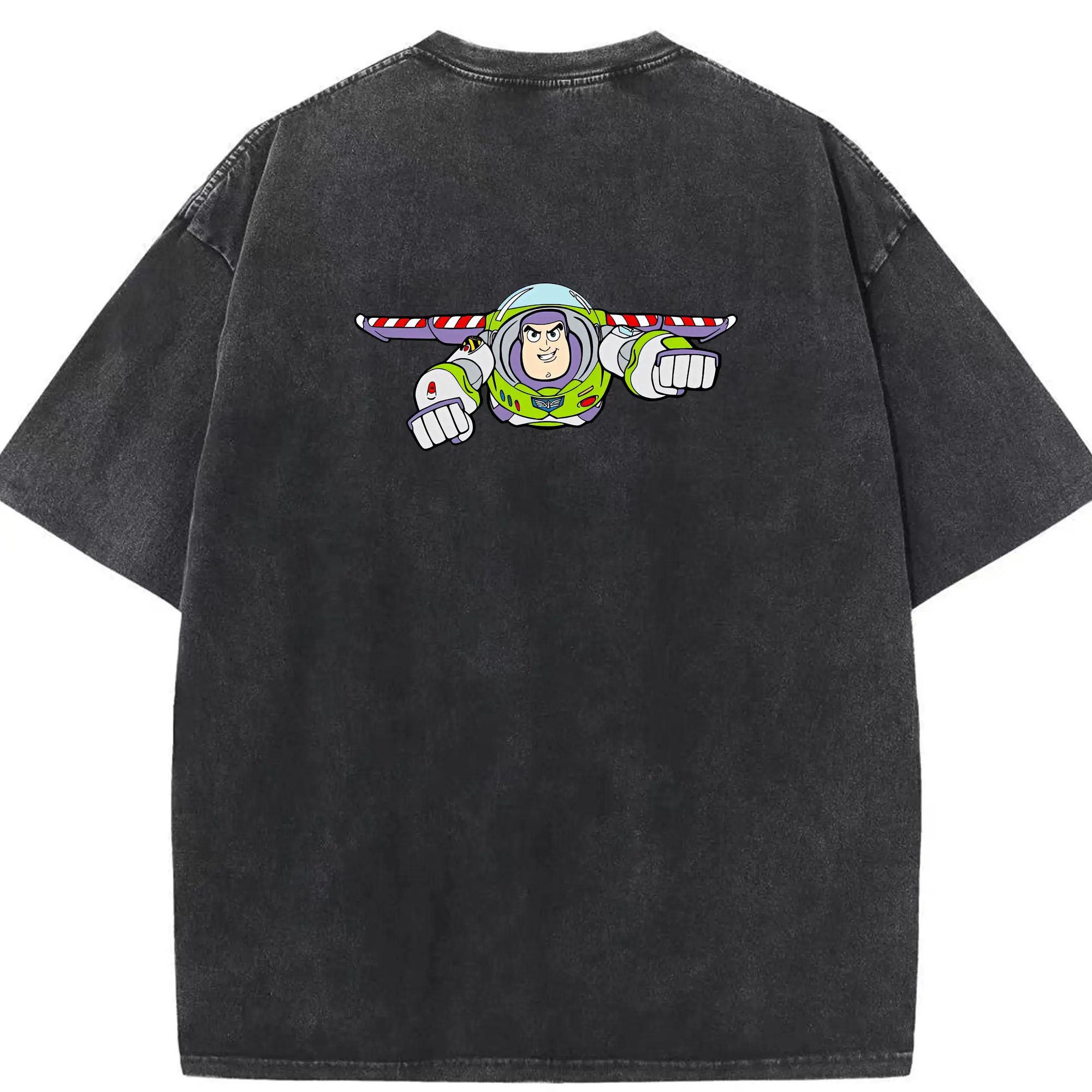 トイ・ストーリー グッズ バズ・ライトイヤー - 綿100％ ヴィンテージ風 半袖Tシャツ ・ 背面プリント ・ 柔らか肌触り ・ 通気性 快適 ・ スポーツ カジュアル 外出用