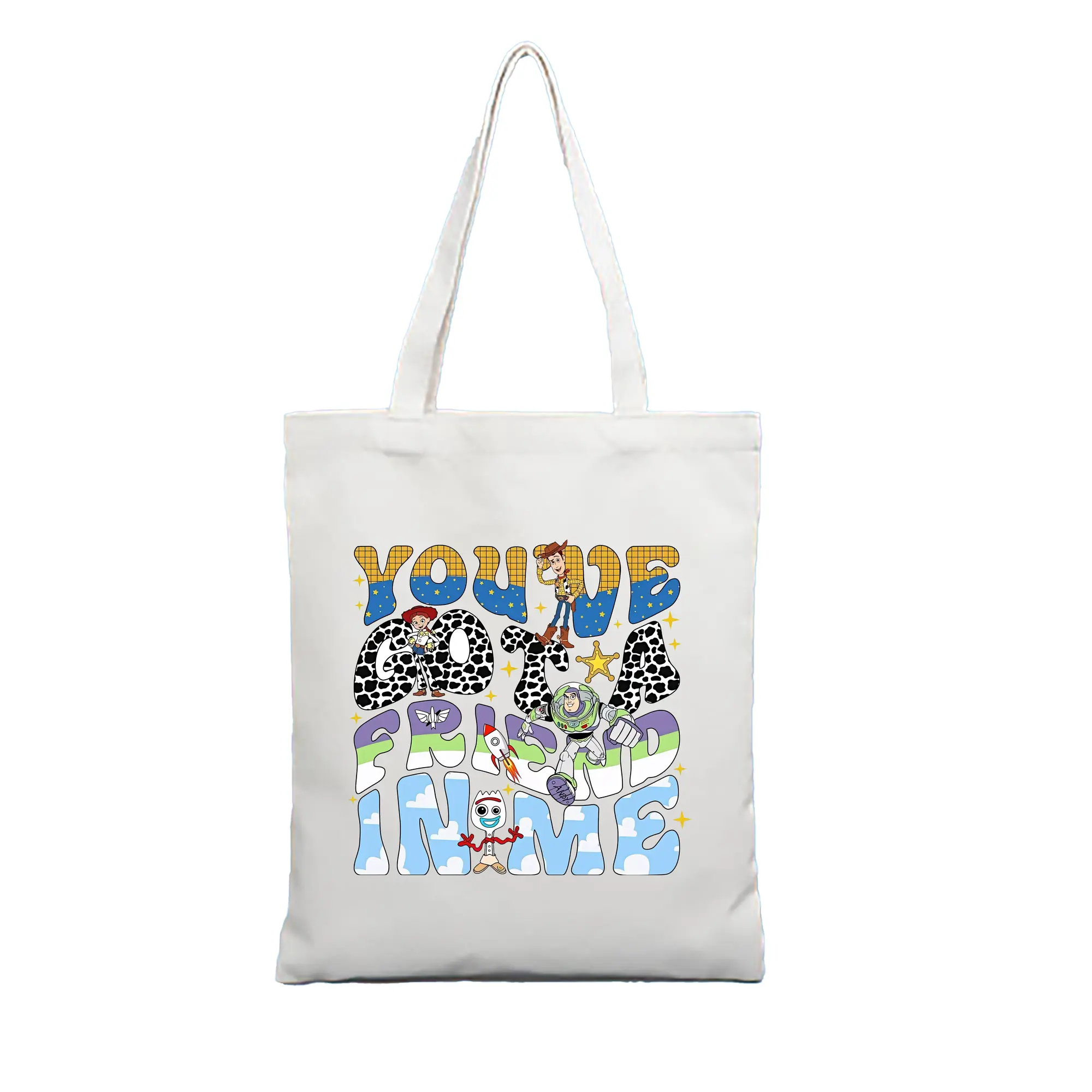 トイ・ストーリー グッズ バズ・ライトイヤー - 縦型キャンバス手提げバッグ（トートバッグ） ・ キャンバス素材 ・ ショッピング用 ・ 軽量 丈夫 お手入れ簡単